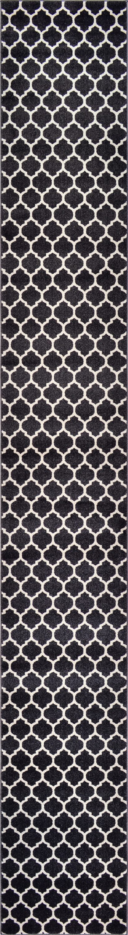 Unique Loom 3118722 Philadelphia Trellis 2 x 20 (ft) Loomed Polypropylene Black/Beige Rectangular Indoor Geometric Industrial Runner rug