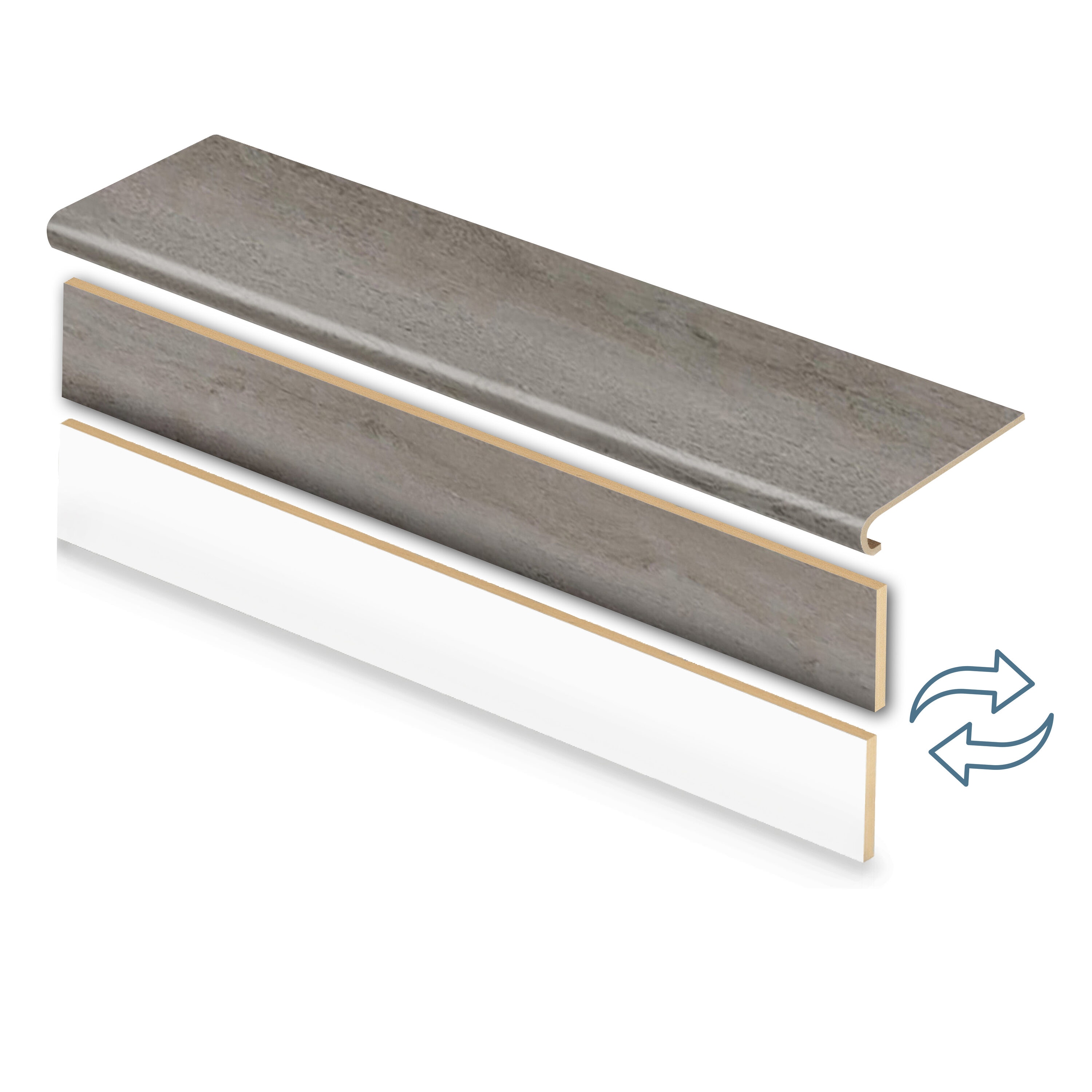 Zamma 20C078001 Cap A Tread Stair Renewal System 47-in x 12.125-in x 1.6875-in Slate Oak Type 1 Kit with Reversible Riser Laminate
