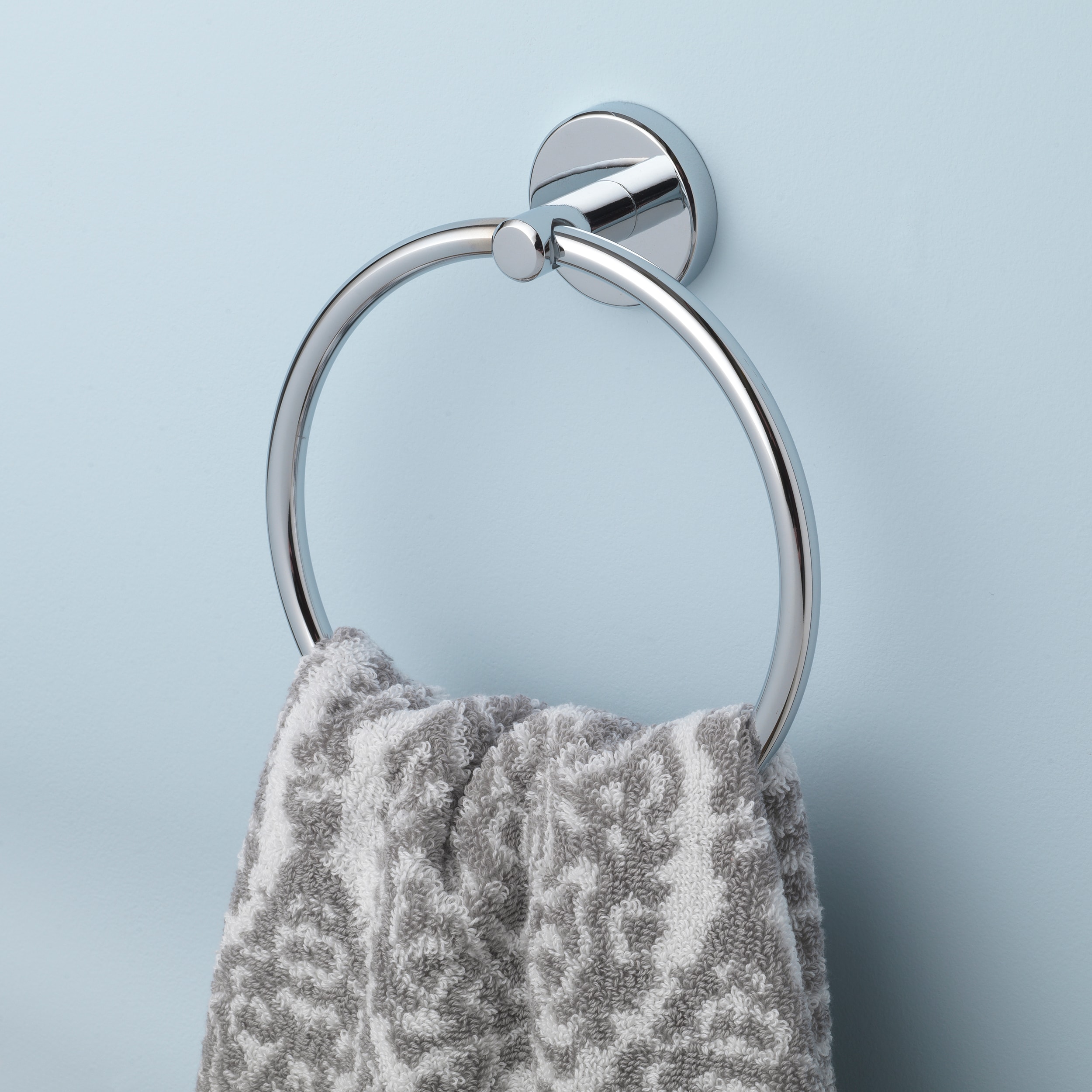 Allen + Roth Harlow Chrome Wall Mount Single Towel Ring In The Towel 