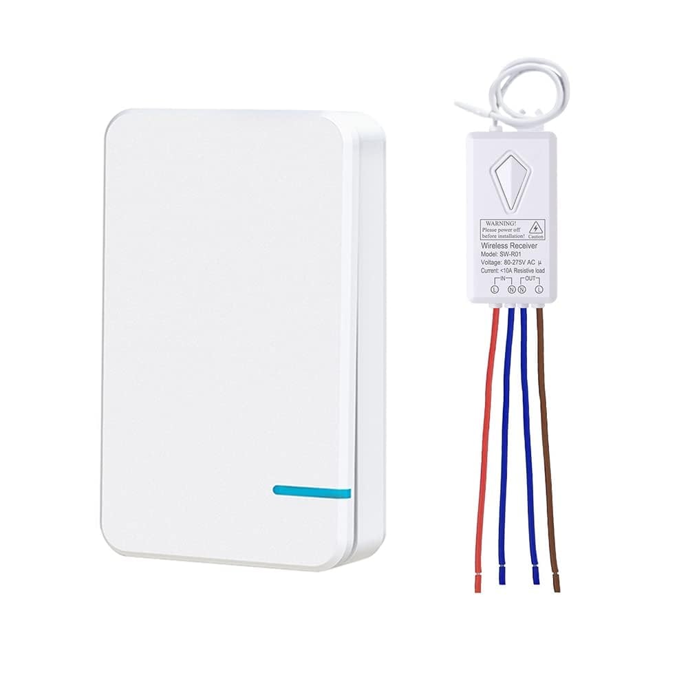 Phewnyzo  Wireless Light Switch Kit No Wiring Mini Remote Control Waterproof Receiver for Indoor Outdoor Ceiling Lights Lamps LED Fixtures