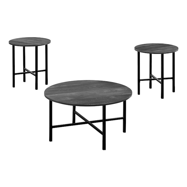 Black Reclaimed Wood Look, Monarch Specialties 3 Piece Coffee Table Set In White