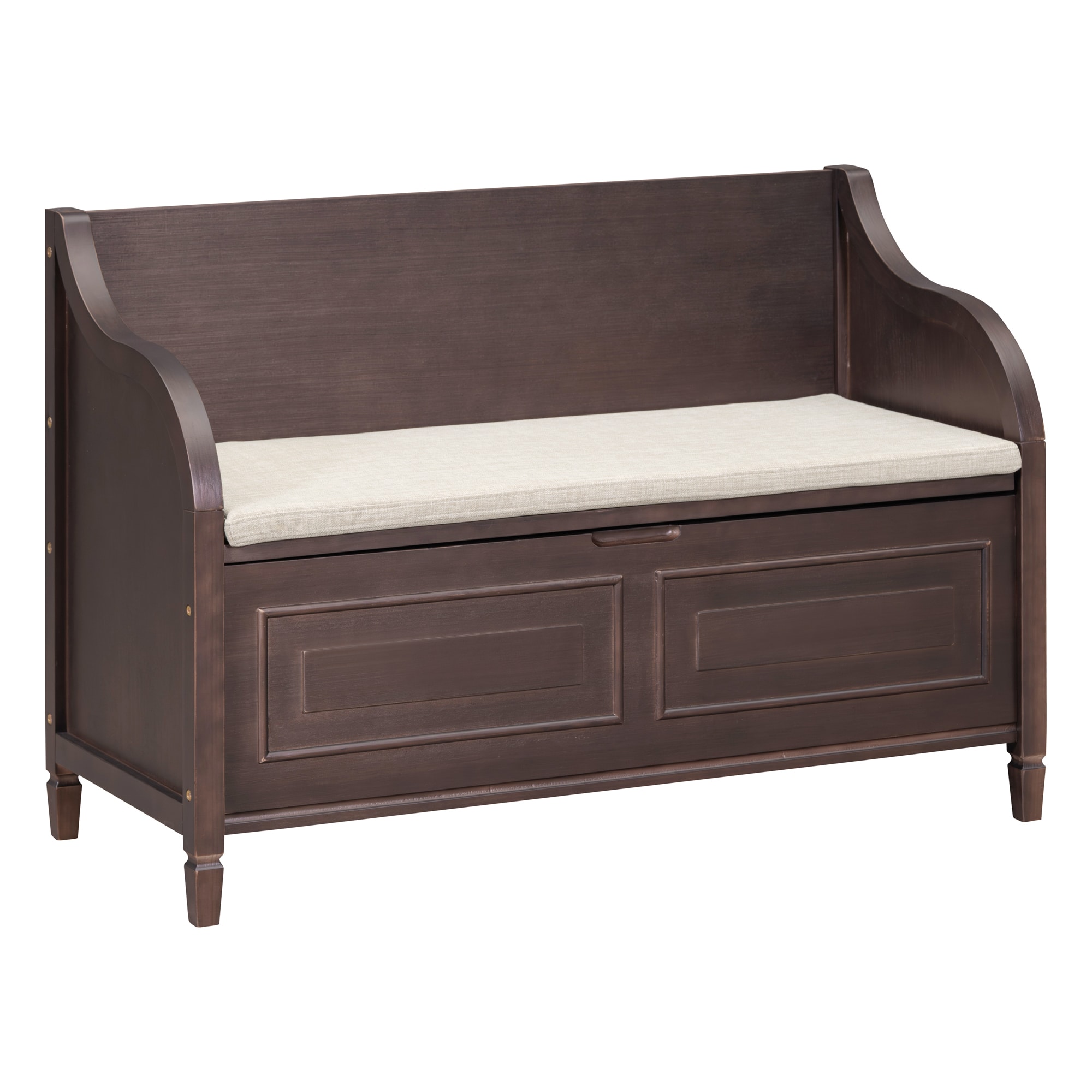 SINOFURN SYA330075BK Modern Brown Accent Bench with Storage 41.9-in x 17.9-in x 29.5-in