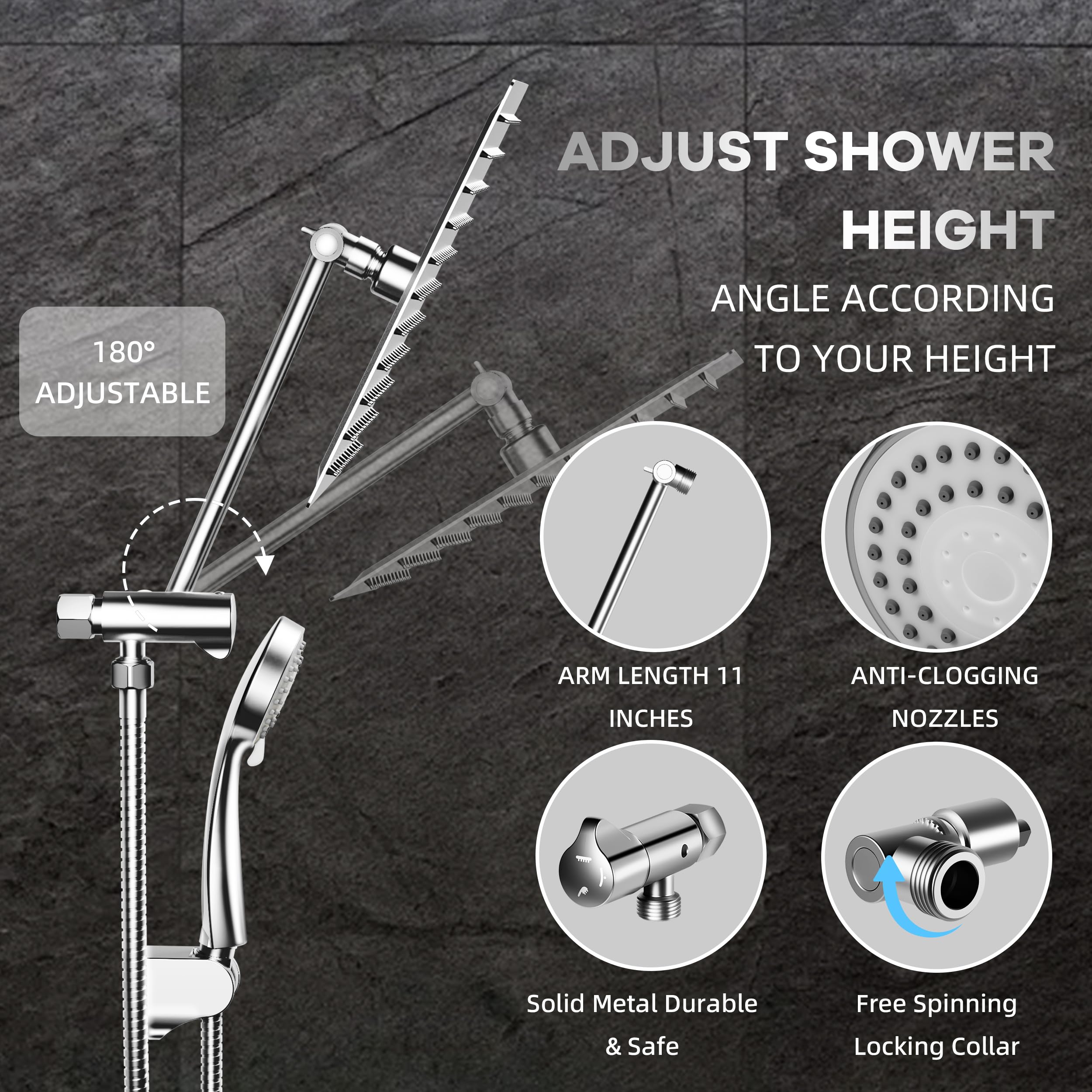 GarveeLife CLJ-FOBRH51QGR5 Showerhead-Bar-Panels - View #5