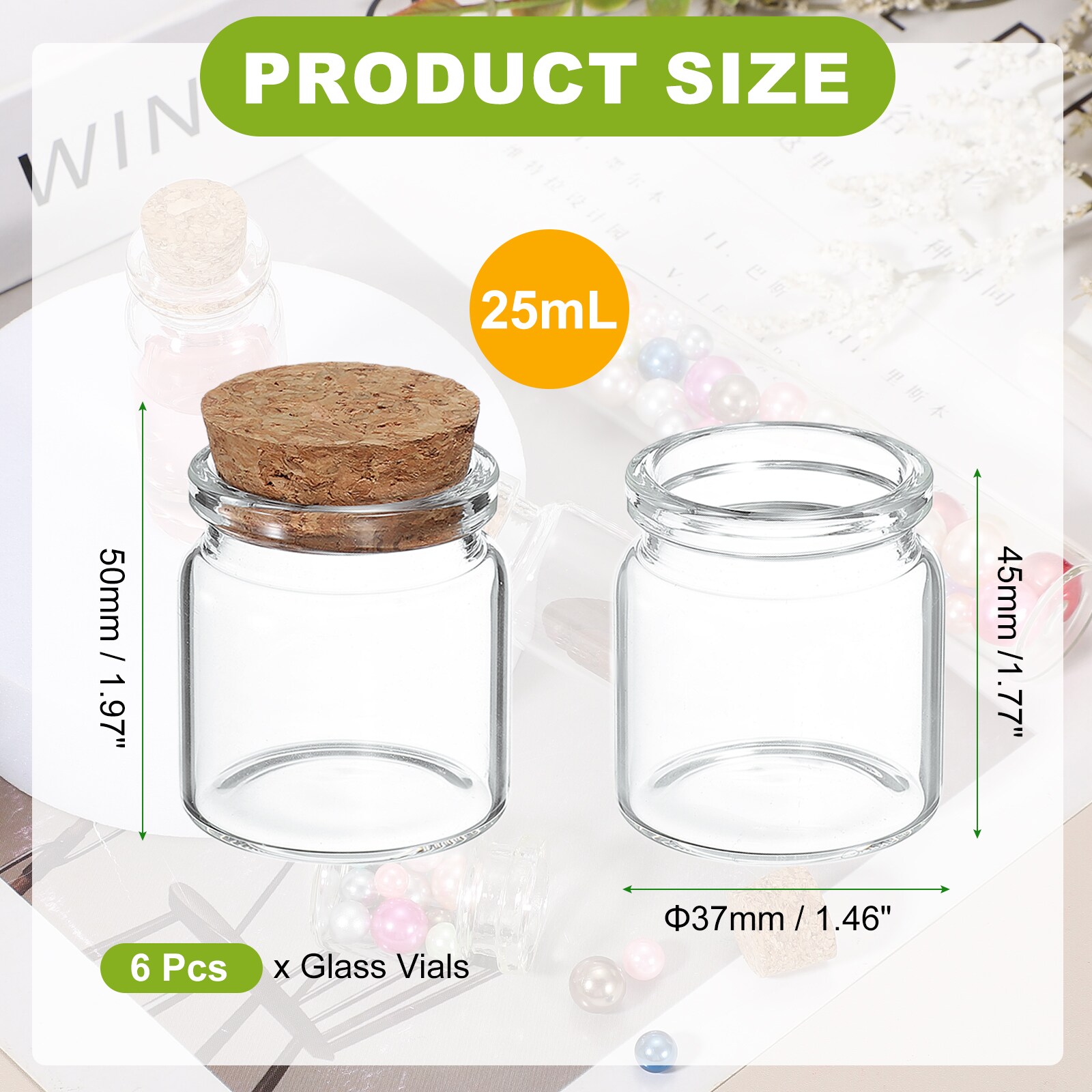 Unique Bargains 6pcs Mini Glass Bottles with Cork Stoppers 25ml Small ...