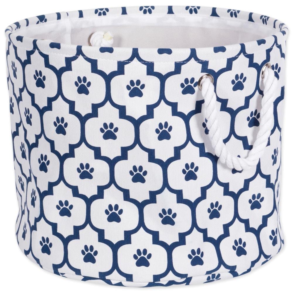 DII CAMZ38666 (15-in W x 12-in H x 15-in D) Lattice Navy Polyester Collapsible Bin