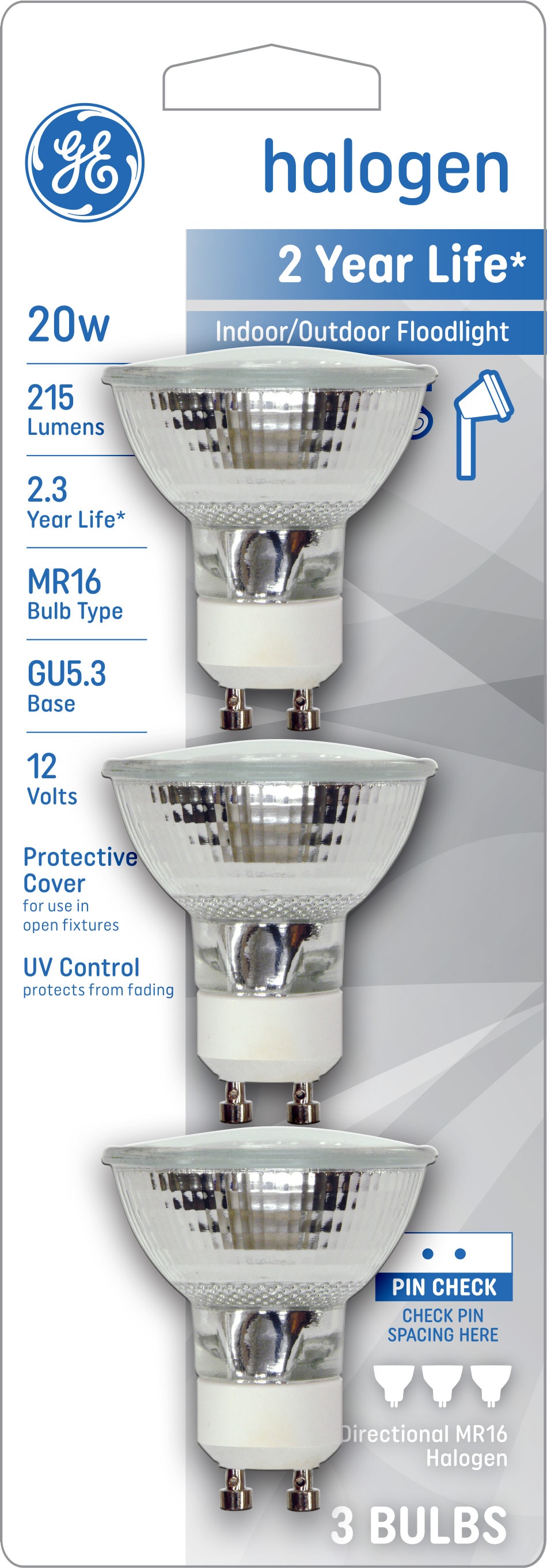 GE 20-Watt EQ MR16 Dimmable Bright White Reflector Flood Halogen Light Bulb (3-Pack) at