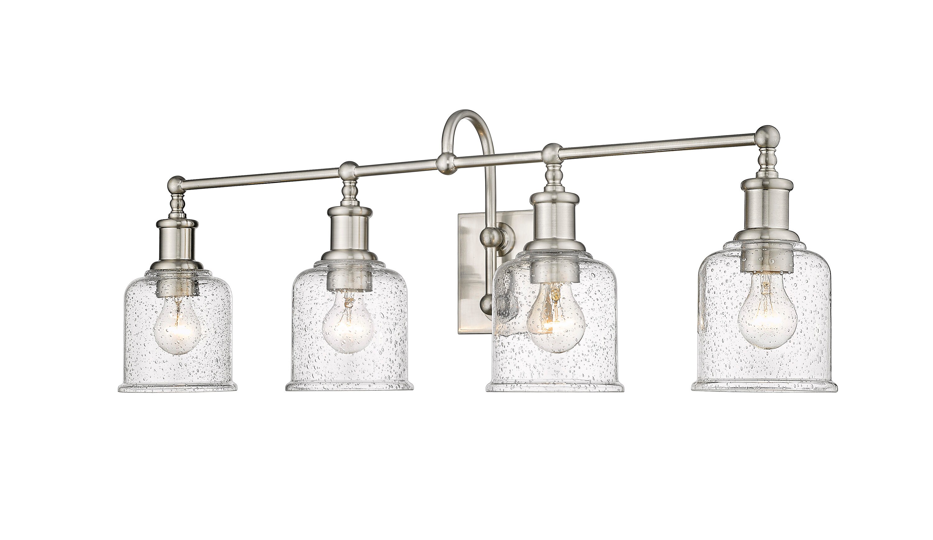 Z-Lite Bryant 32-in 4-Light Brushed Nickel Industrial Vanity Light in ...