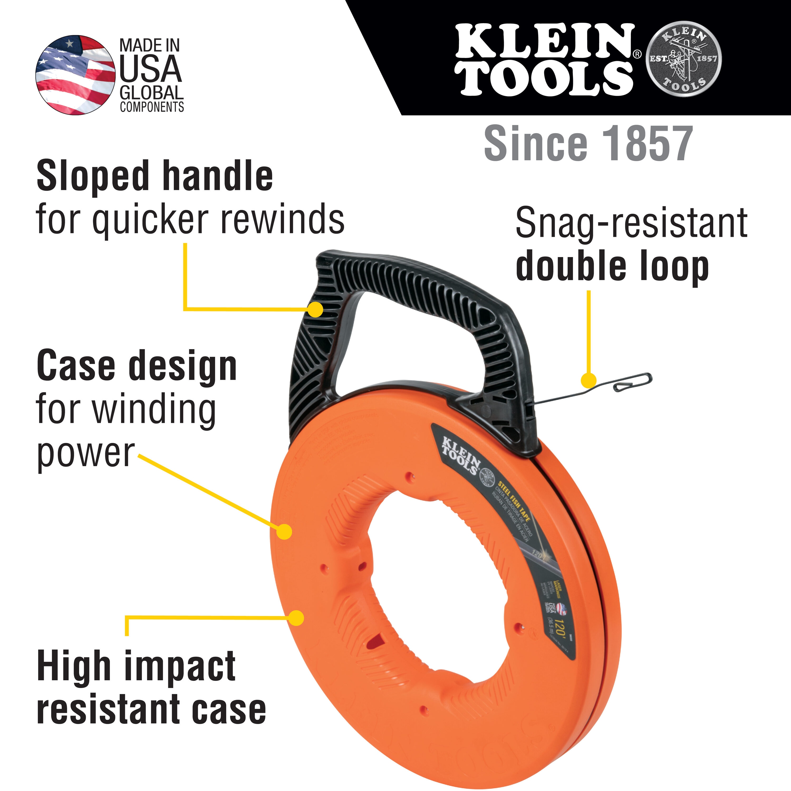 Klein Tools 120-ft Steel Fish Tape in the Fish Tape & Poles department at
