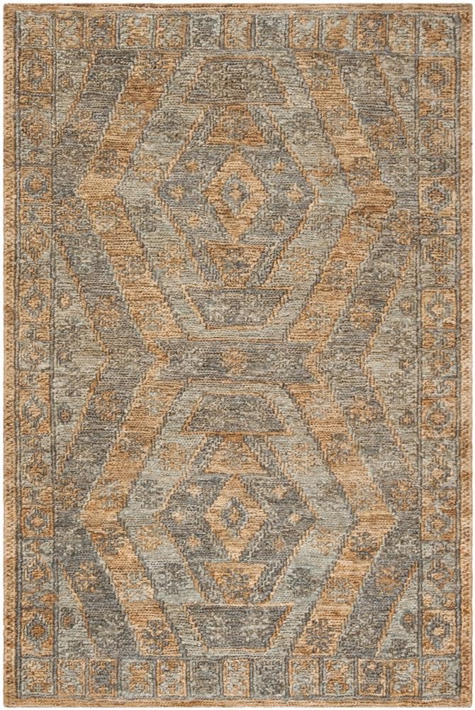 Handwoven Slate and Natural Jute Area Rug 4' x 6'
