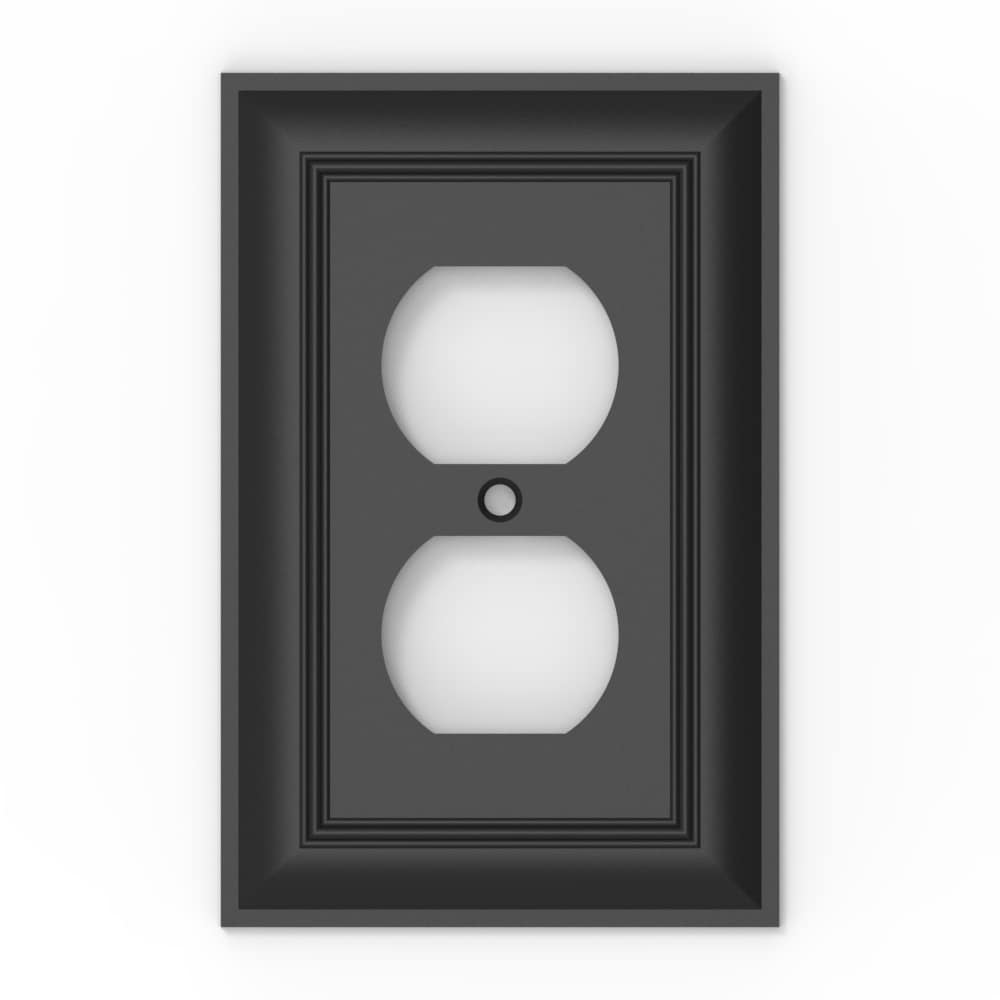 allen + roth Cosgrove 1 -Gang Matte black Zinc Indoor Duplex Wall Plate #Z1768D-DBK