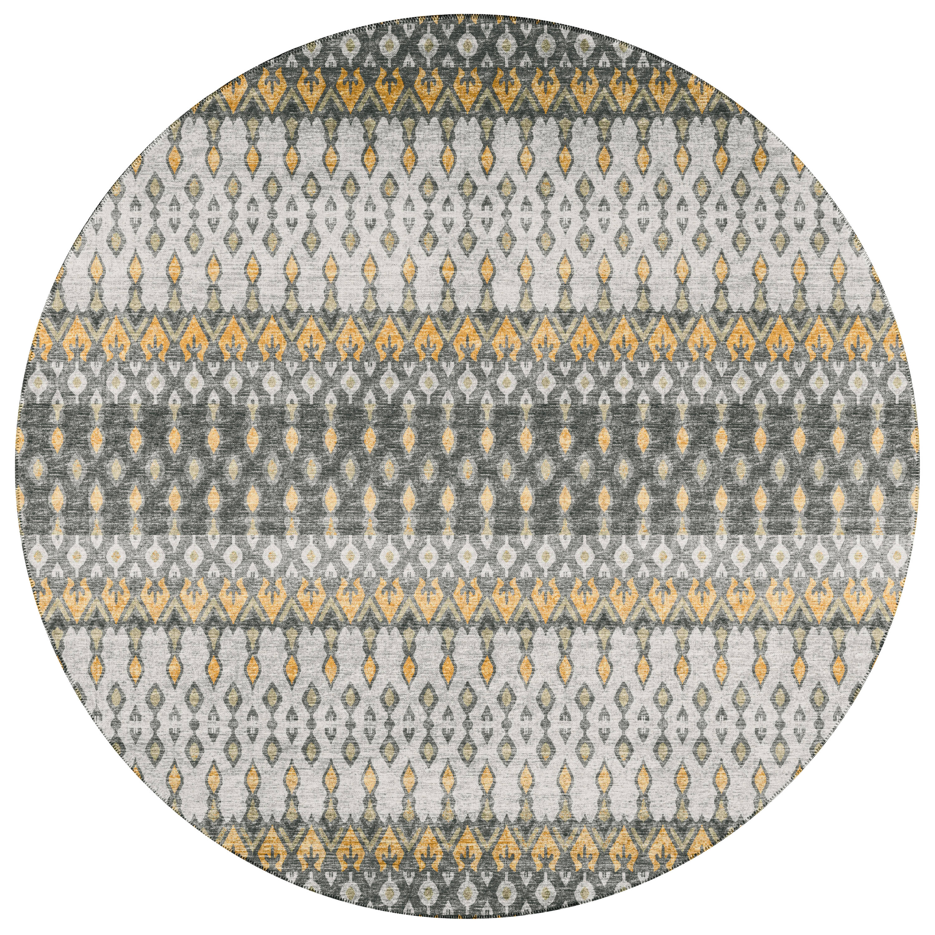 Addison Rugs ABV31GY8RO Bravado 8 x 8 (ft) Chenille Grey Round Indoor/Outdoor Ikat Southwestern Area rug