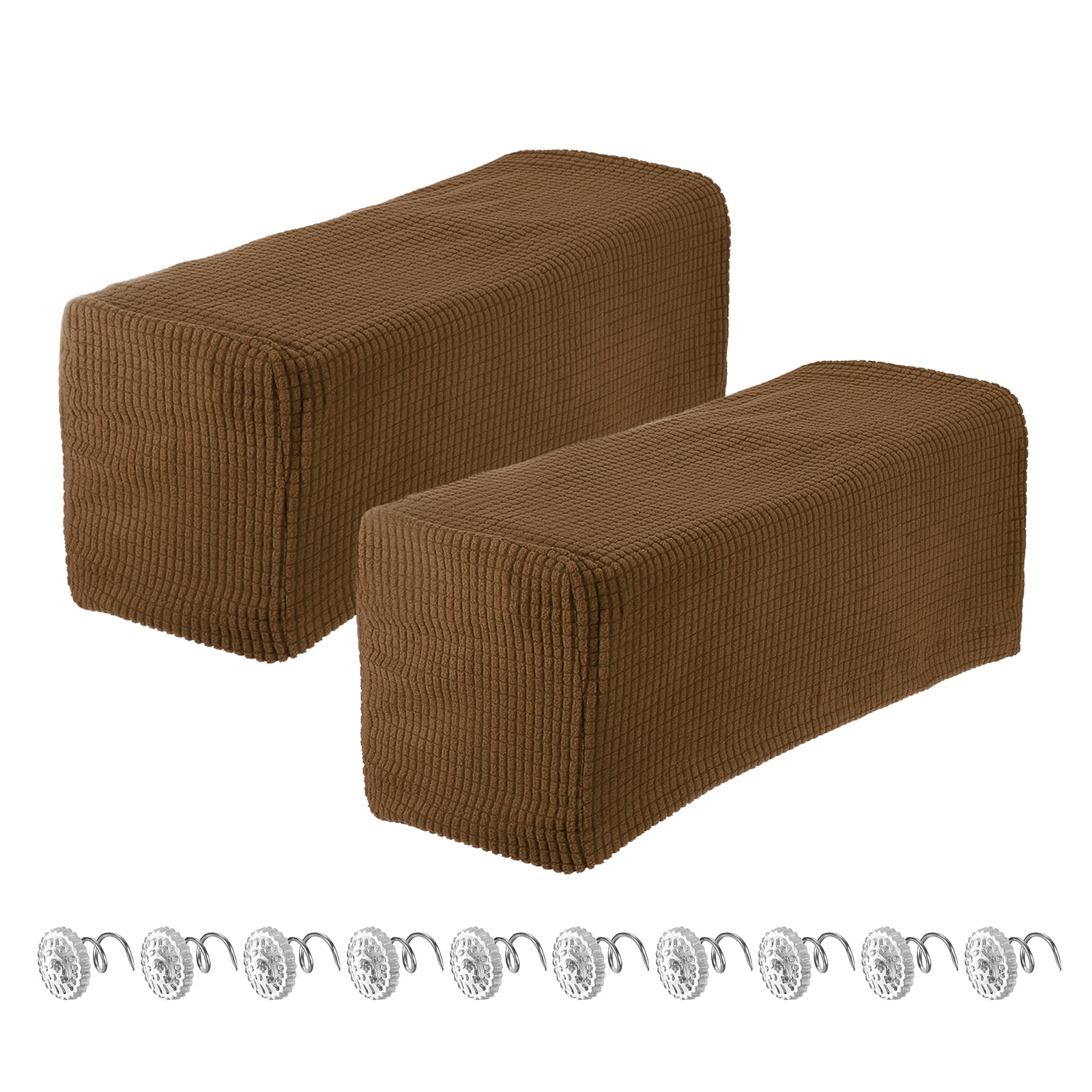 Unique Bargains - 2pcs Stretch Armrest Covers for Chairs/Sofas Couch Arm Covers with Twist Pin Fu...