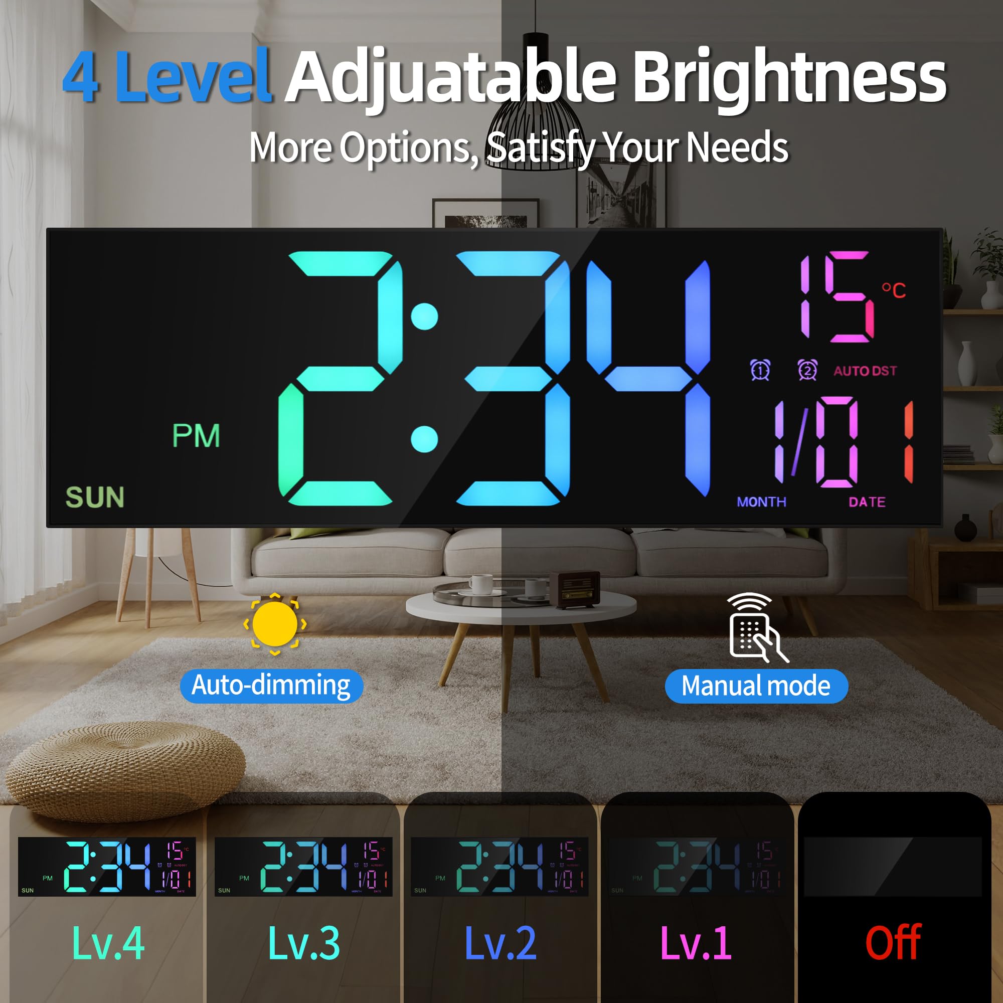 Ahfiwaso LAH0807H440 Indoor-Outdoor-Clocks - View #3