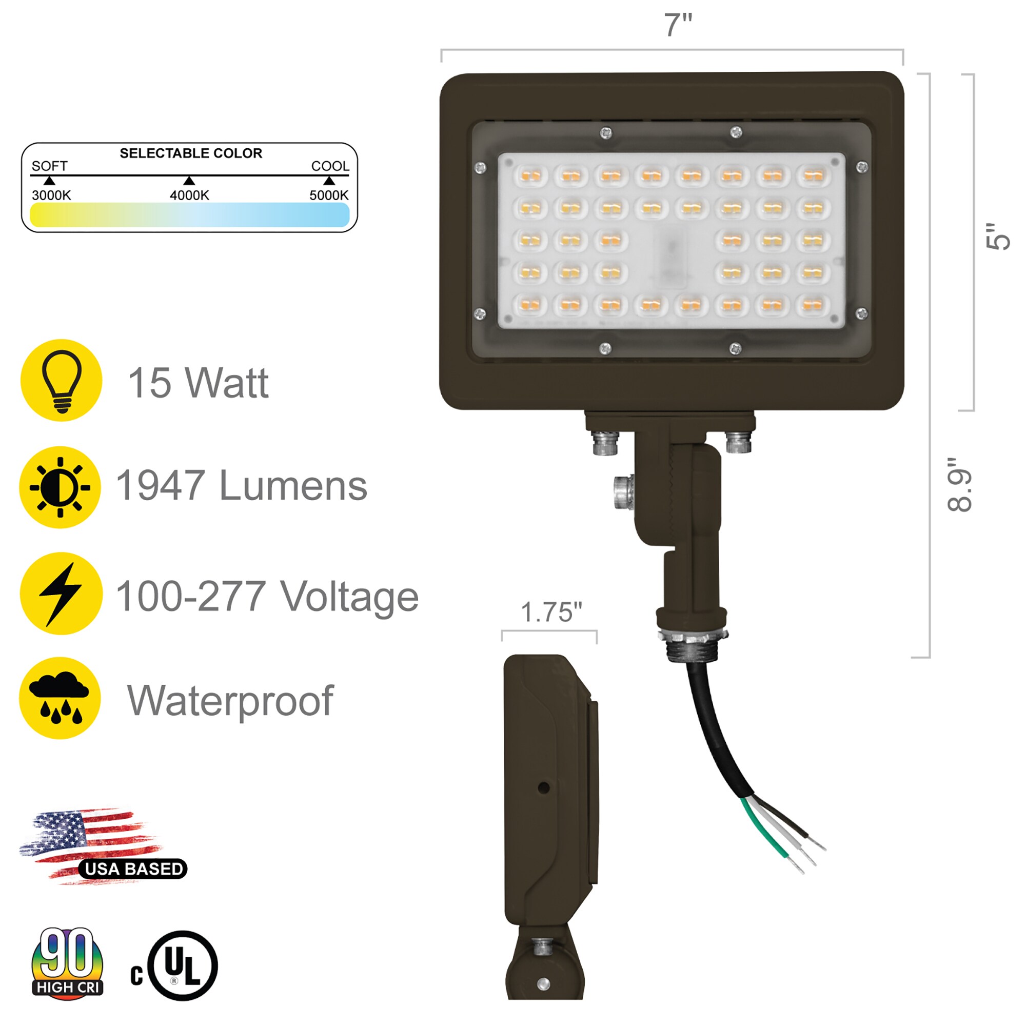 NUWATT NWSFL-15W3CT-KN-BZ-2 Spot-Lights - View #2