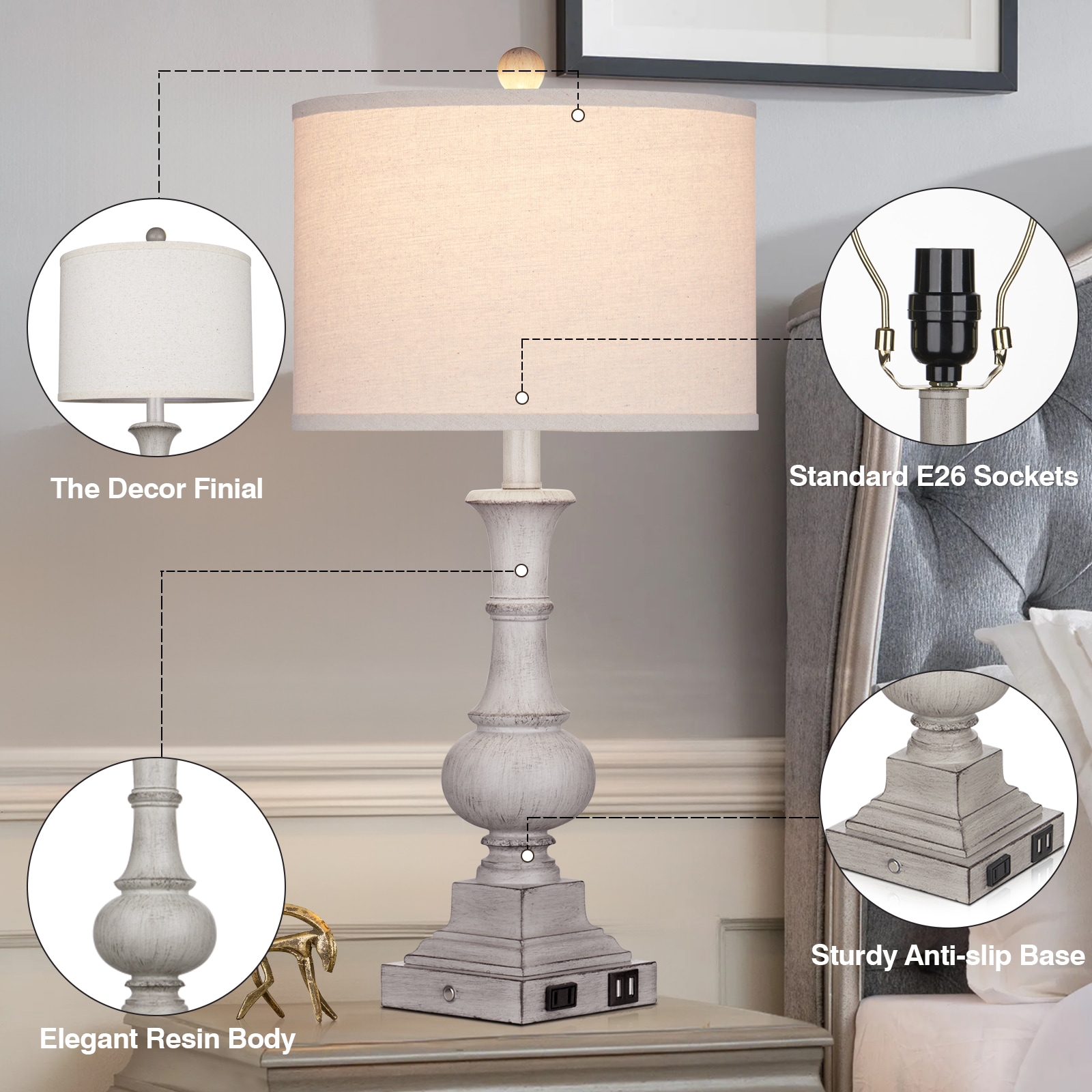 UrFurnishings TD-217 Table-Lamps - View #7