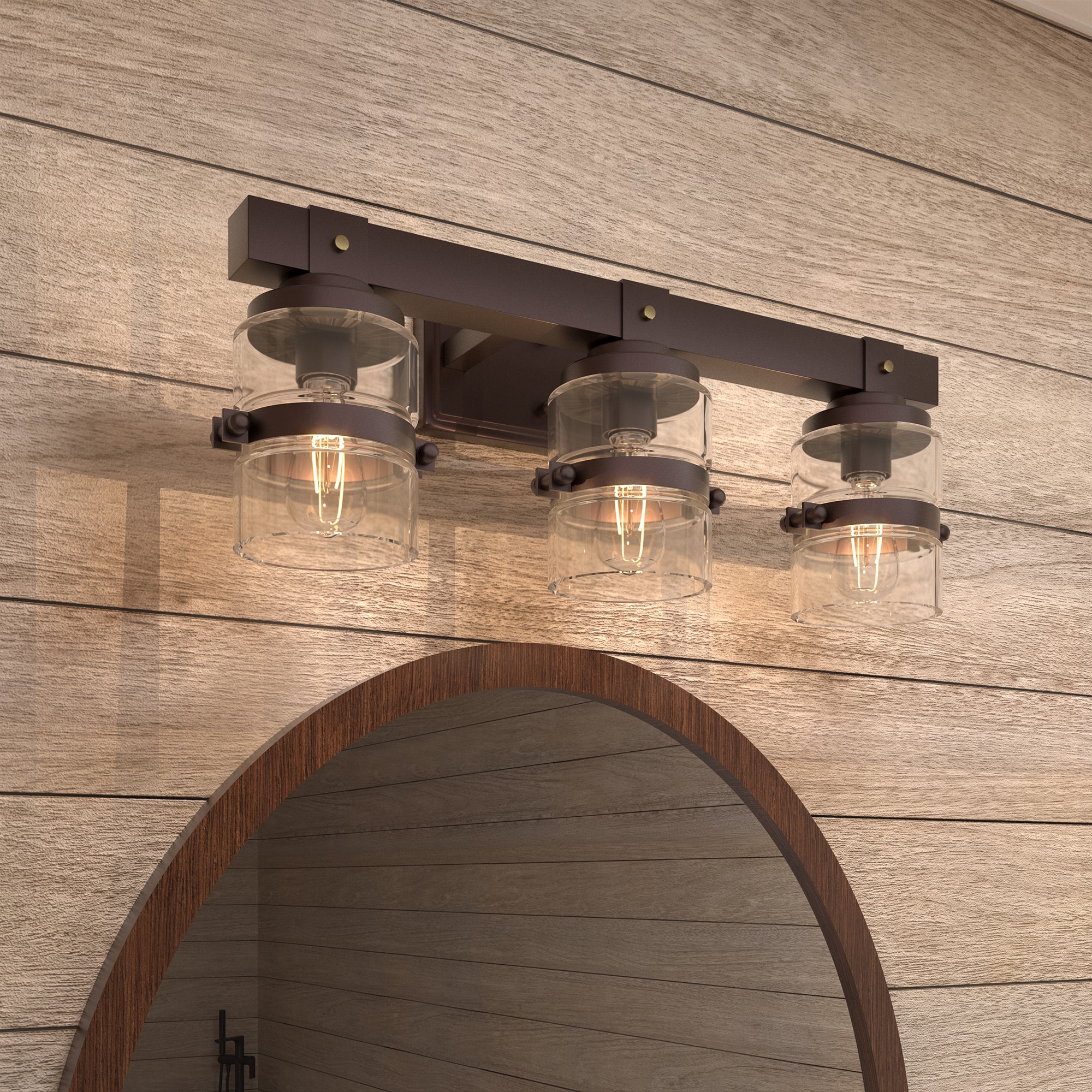 ExBrite JSLT1307ORB 24.1-in 3 -Light Oil-rubbed Bronze Industrial Vanity light