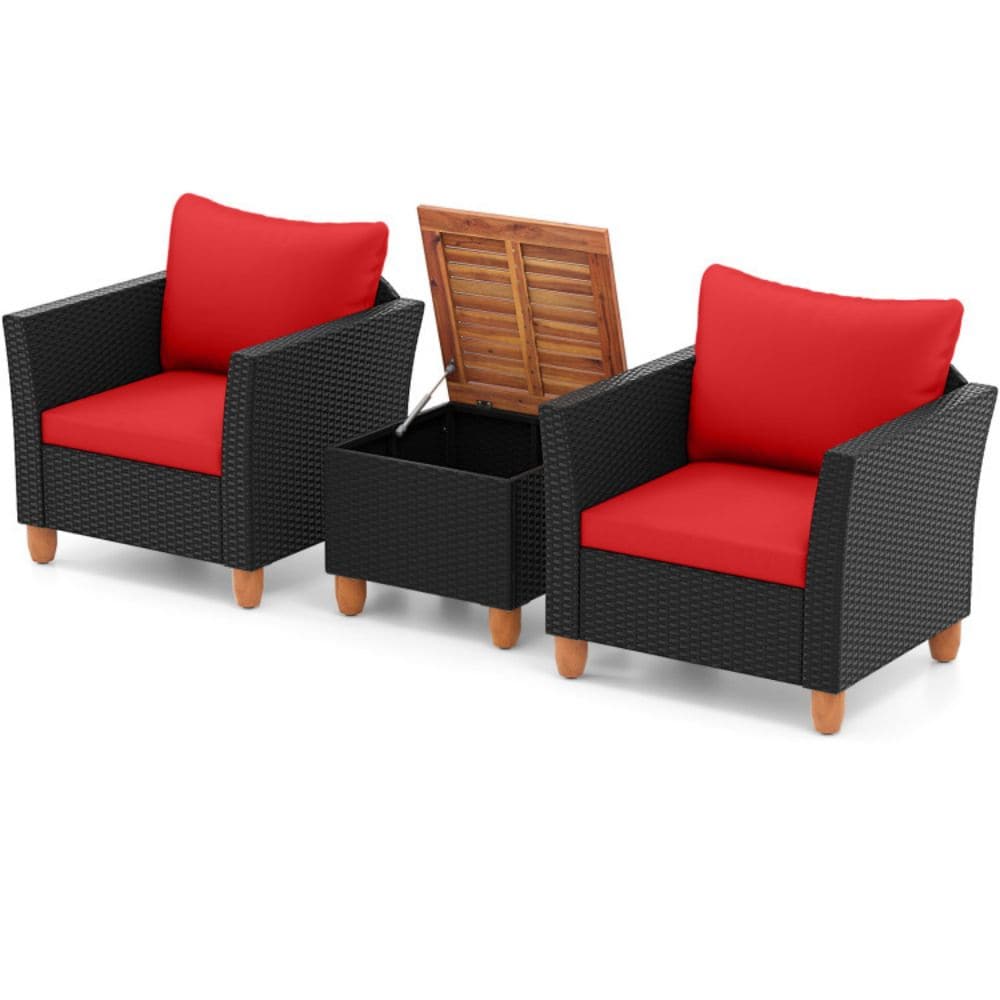 Clihome Patio Wicker Furniture Set with Removable Cushions 3 -Piece ...