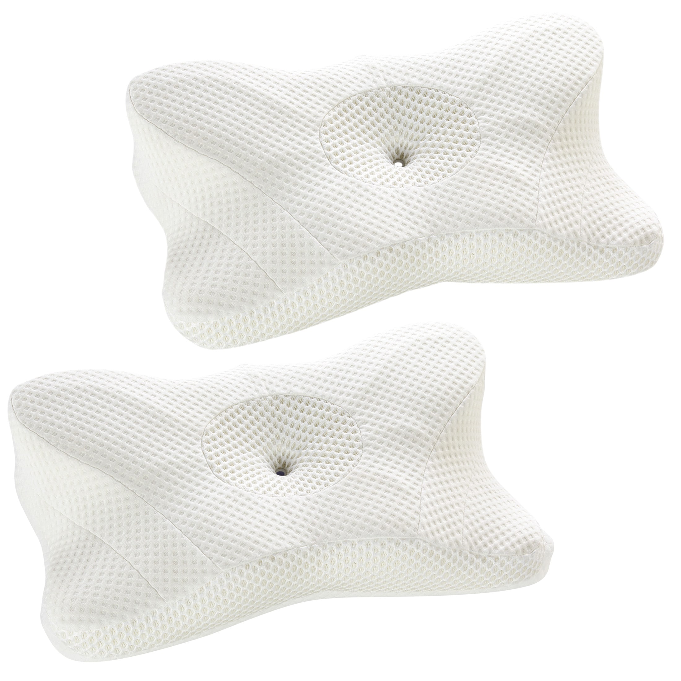 Sweetcrispy Set of 2 King Size Breathable Memory Foam Contour Ergonomic Cervical Neck Pillow White