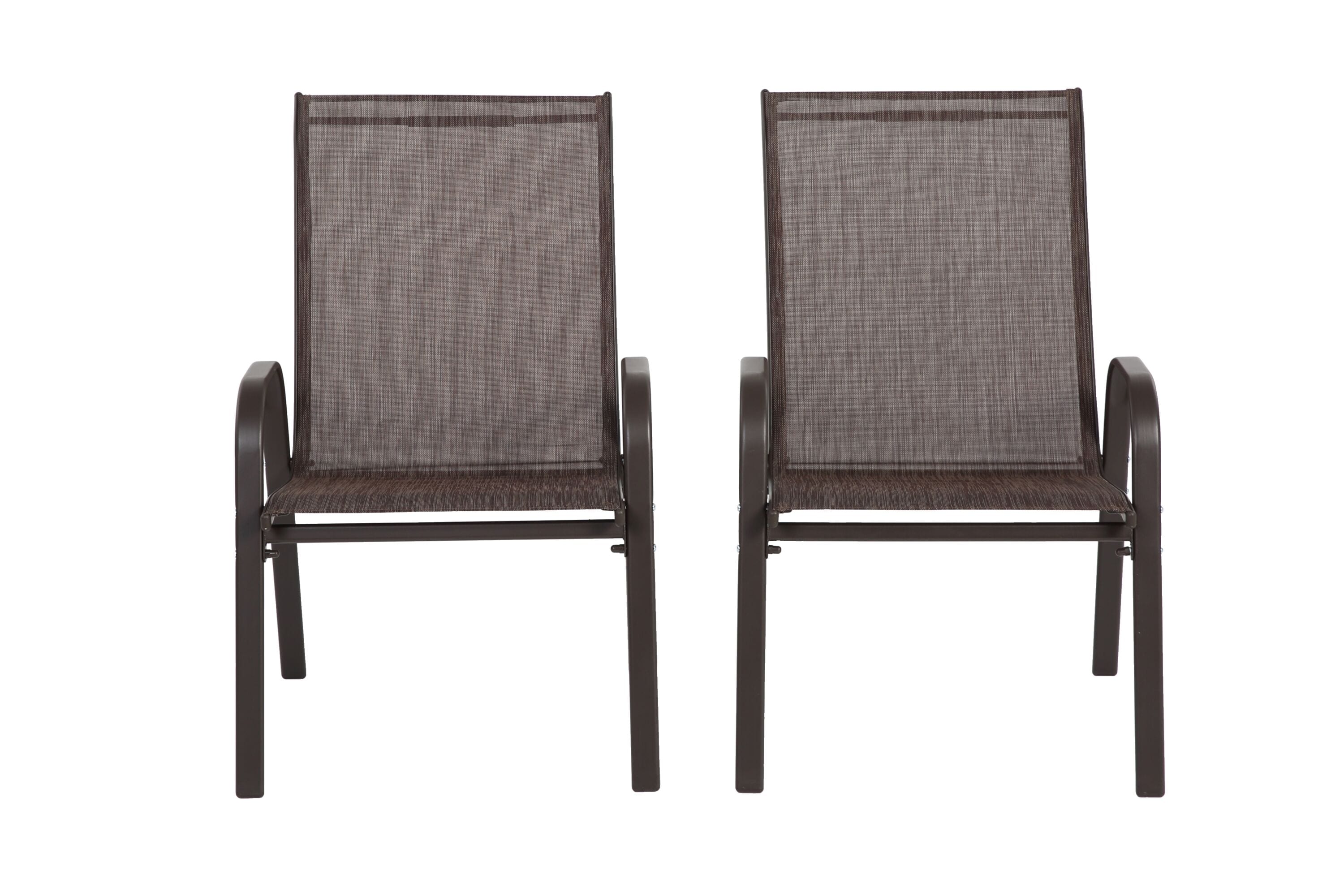 AAZJ JHI-W640P252260 Patio Chairs Set of 2 Brown Steel Frame Stationary Conversation Chair with Brown Mesh Seat