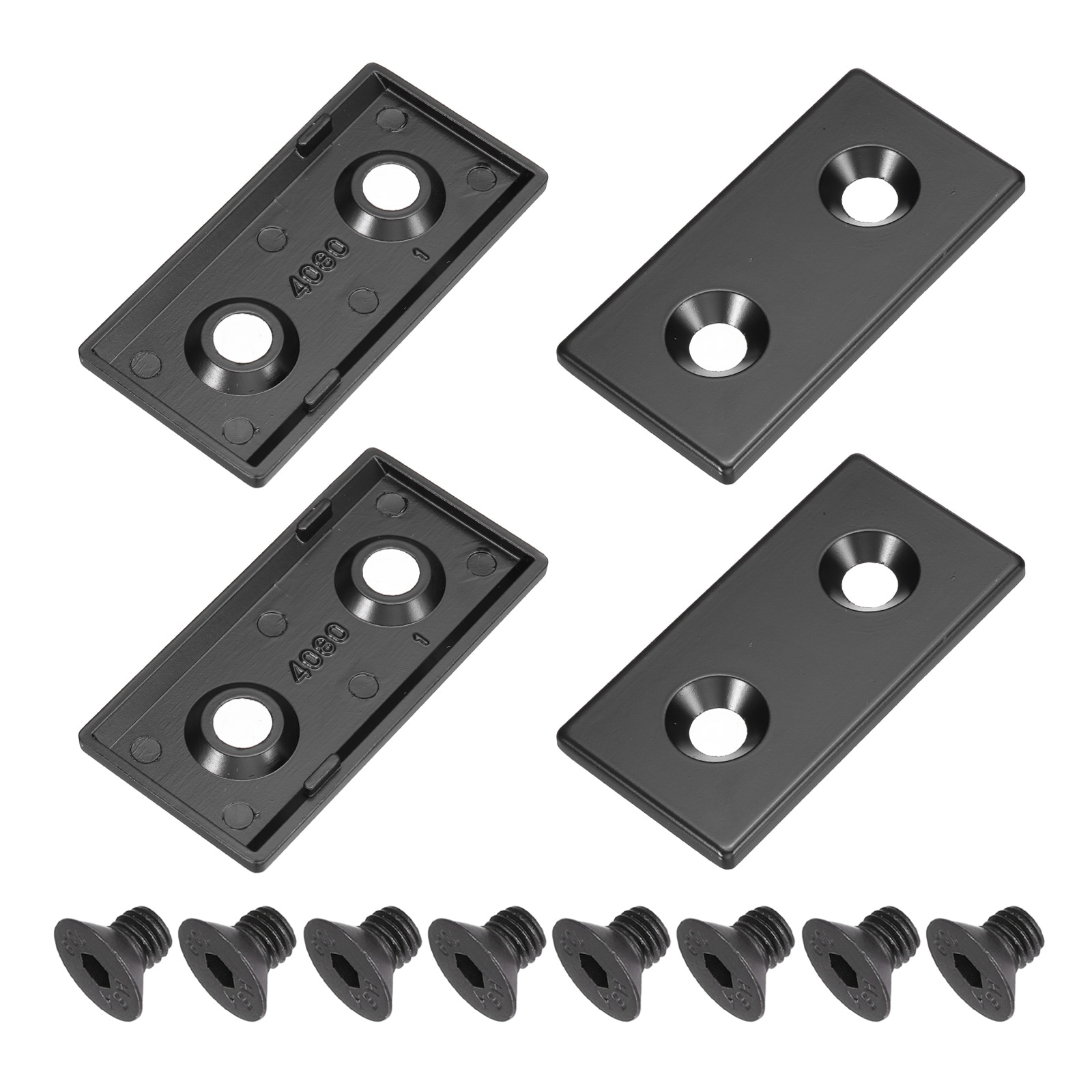 Unique Bargains 4pcs 4080 EU Standard T-Slot 9.5mm Hole Dia Aluminum Extrusion End Cap 80x40mm Black for Fish Tank Rack Storage Rack with Push-in Fastener