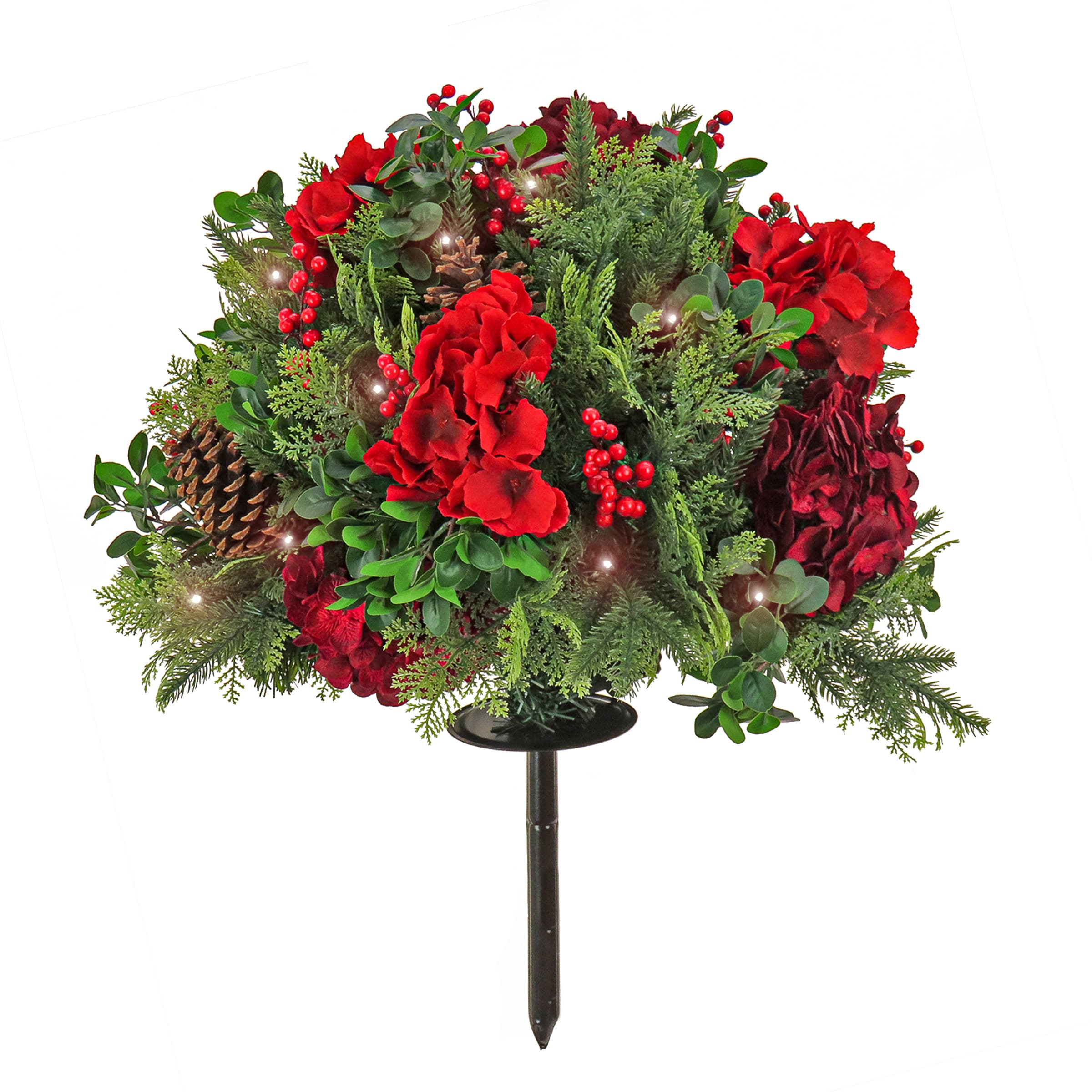 28 HGTV Home Collection Pre-Lit Holly and Berry Planter Filler