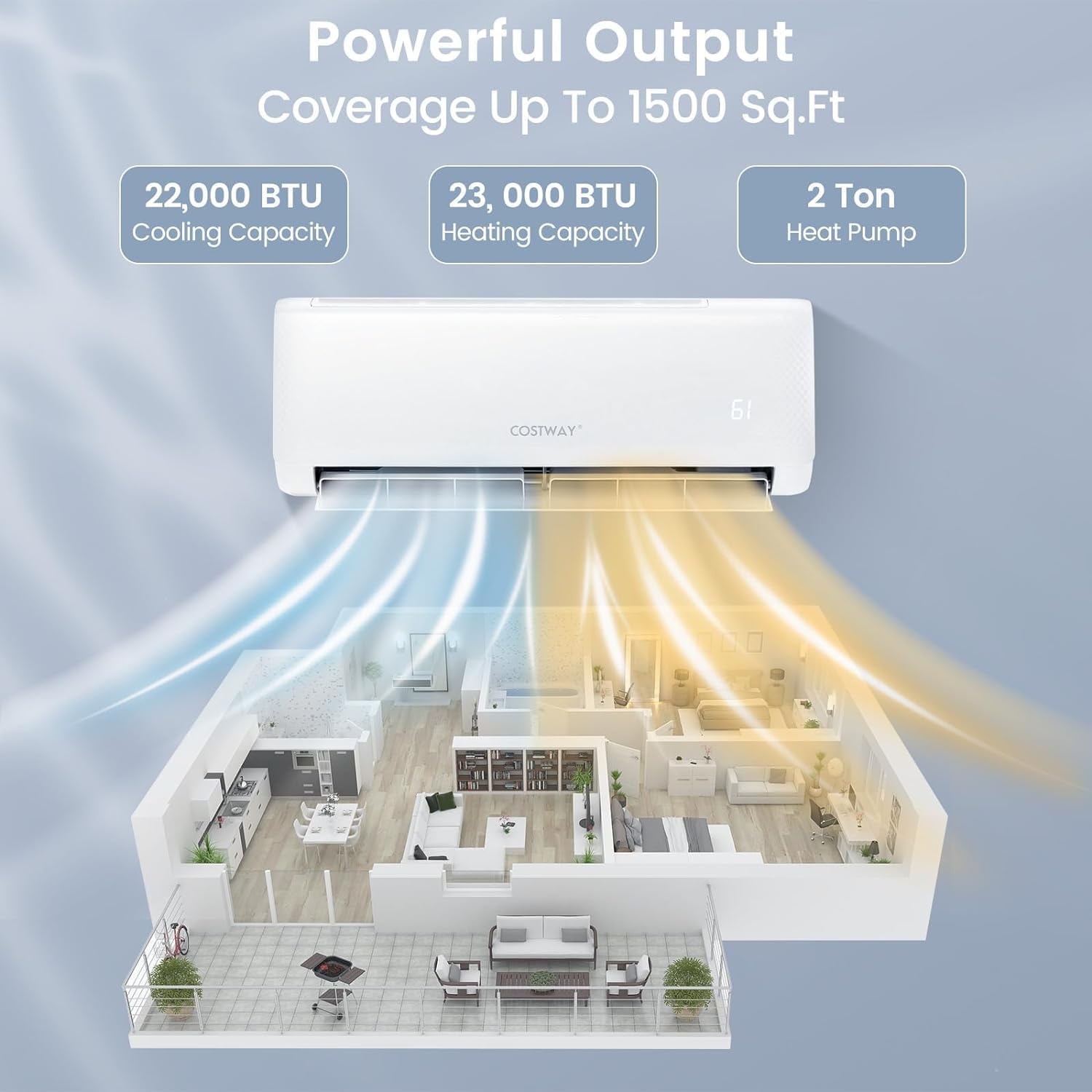 Garvee 21 SEER2 24000 BTU WiFi Split Air Conditioner 1500 sq ft with ...