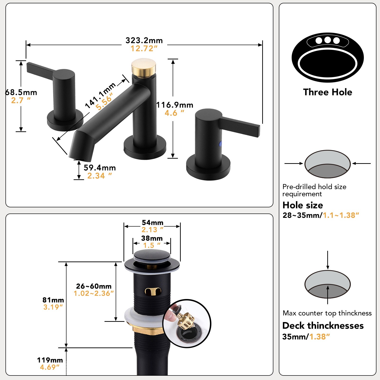 Phiestina LWCWF046-28-MBG Lavatory-Faucets - View #3