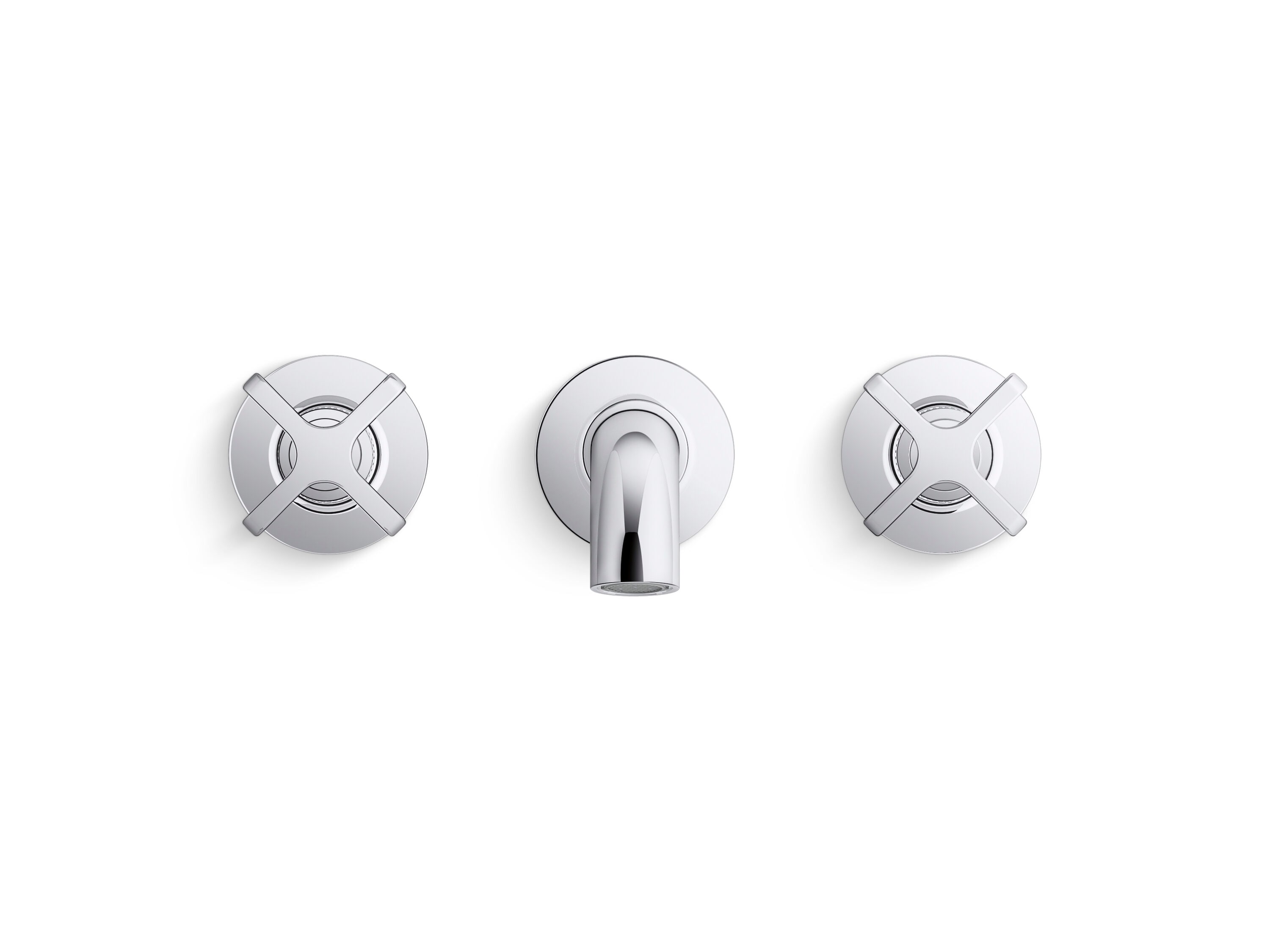 Polished Chrome Wall-Mount Bath Faucet with Cross Handles