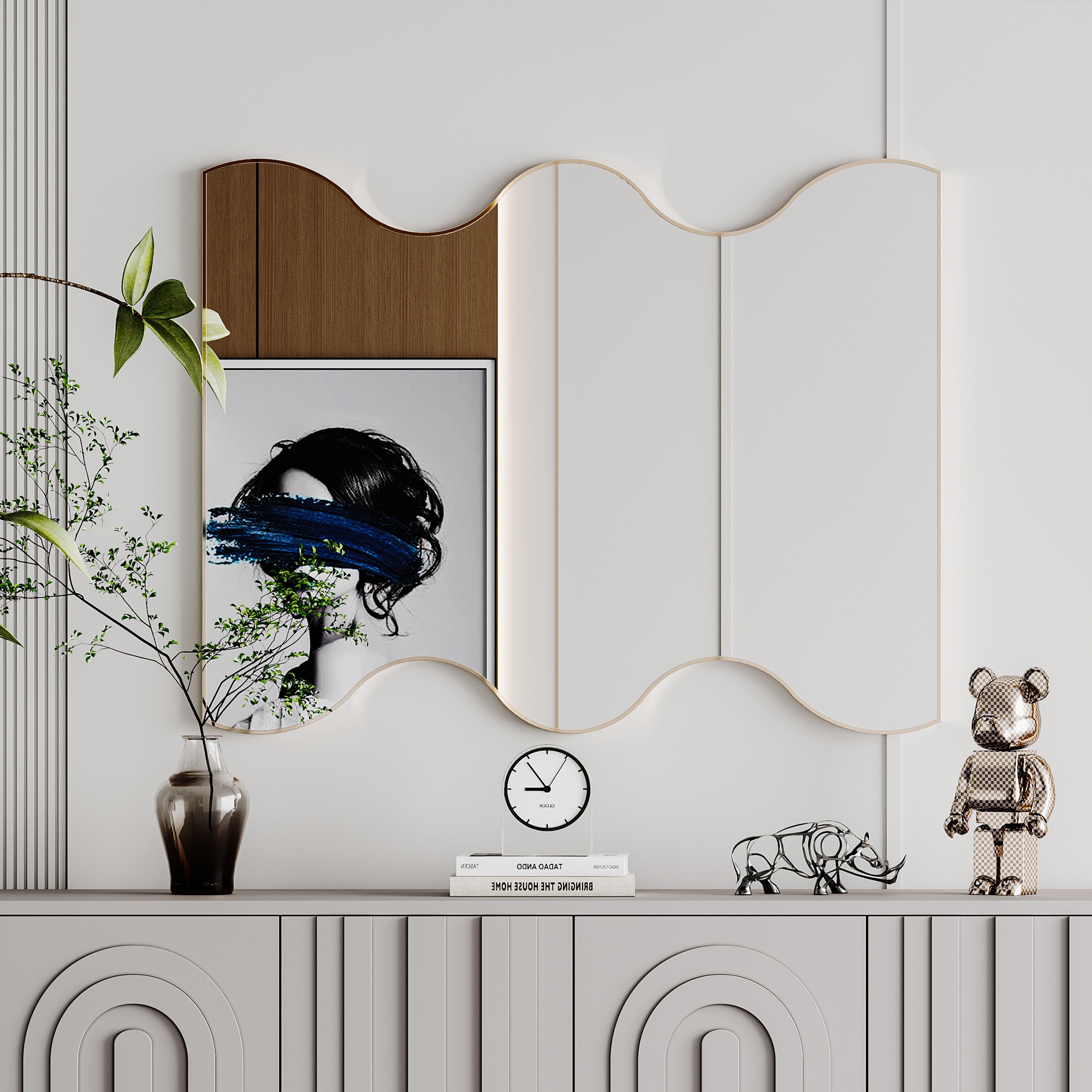 ToolCat BZ-2-58-JYG 30-in x 35-in Framed Rectangle Fog Free Tilting Bathroom Vanity Mirror ( Gold )