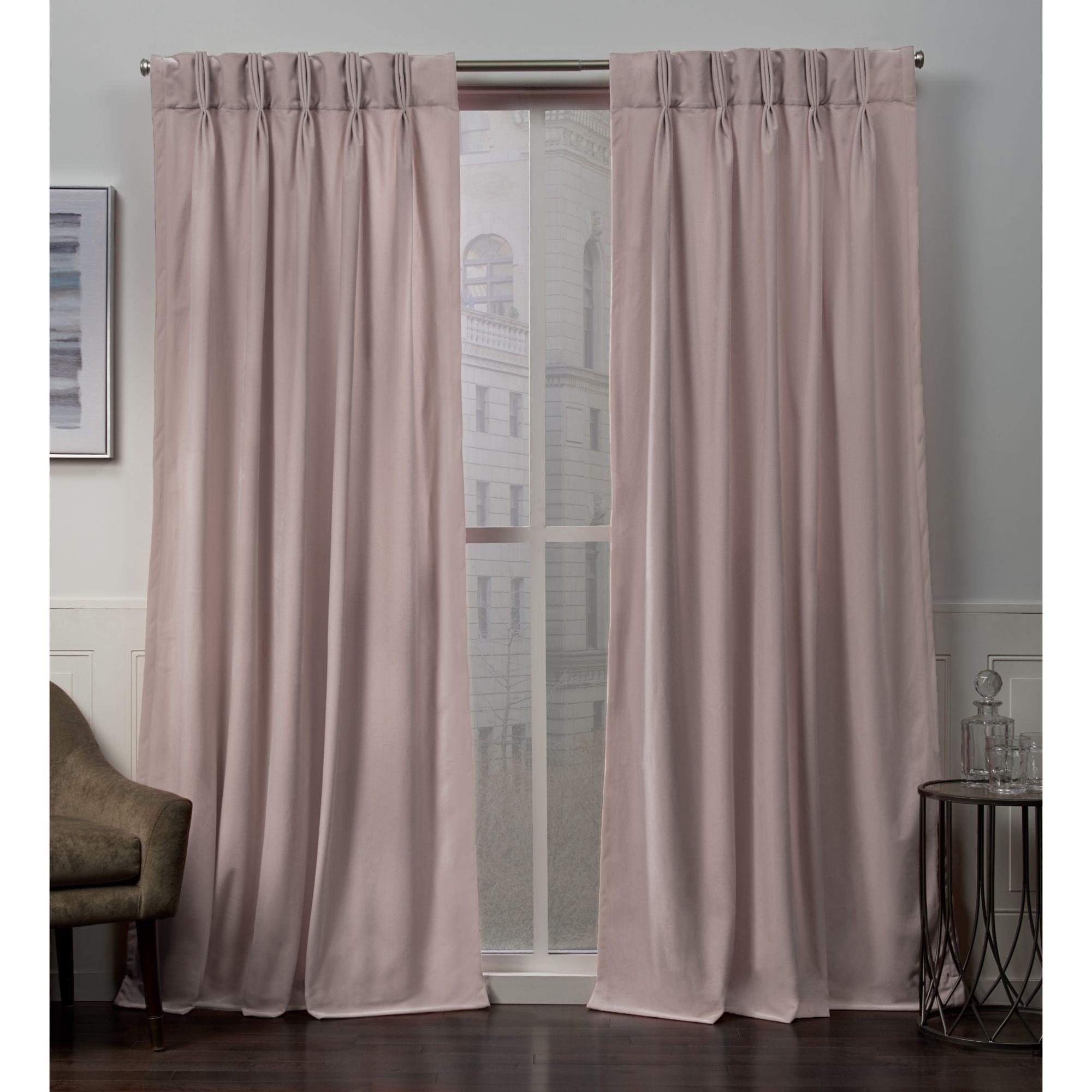 Exclusive Home EH8432-01 2-108P 108-Inches Blush Light filtering Pinch pleat Curtain panel pair