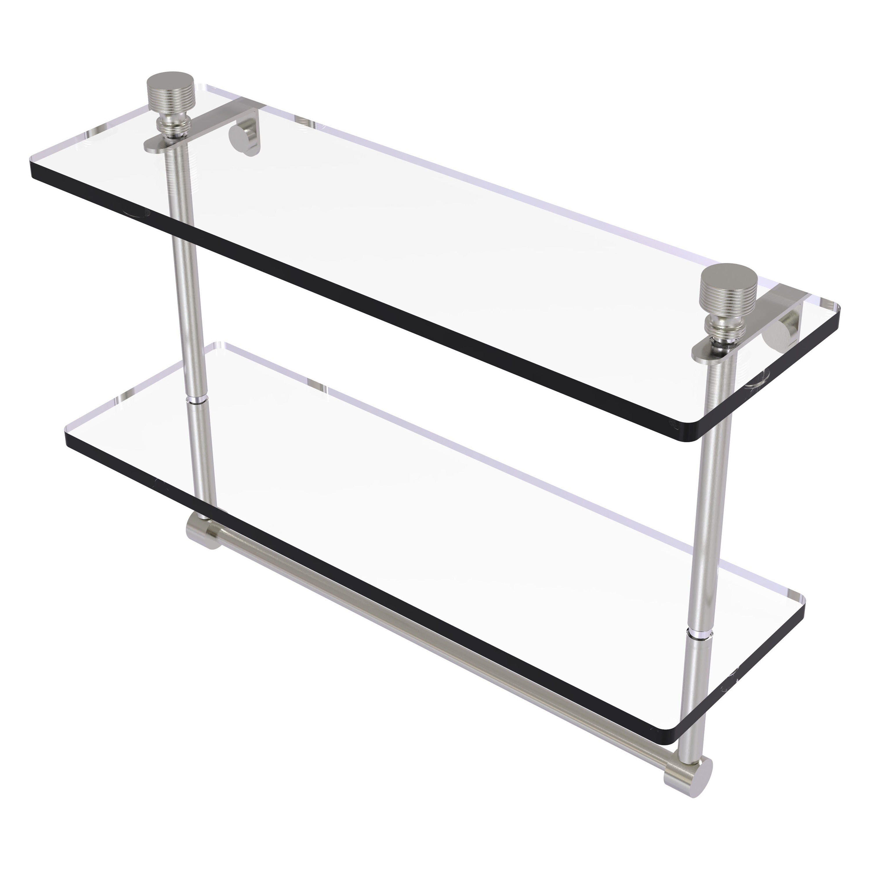 Allied Brass Foxtrot Satin Nickel 2-Tier Brass Wall Mount Bathroom Shelf in  the Bathroom Shelves department at