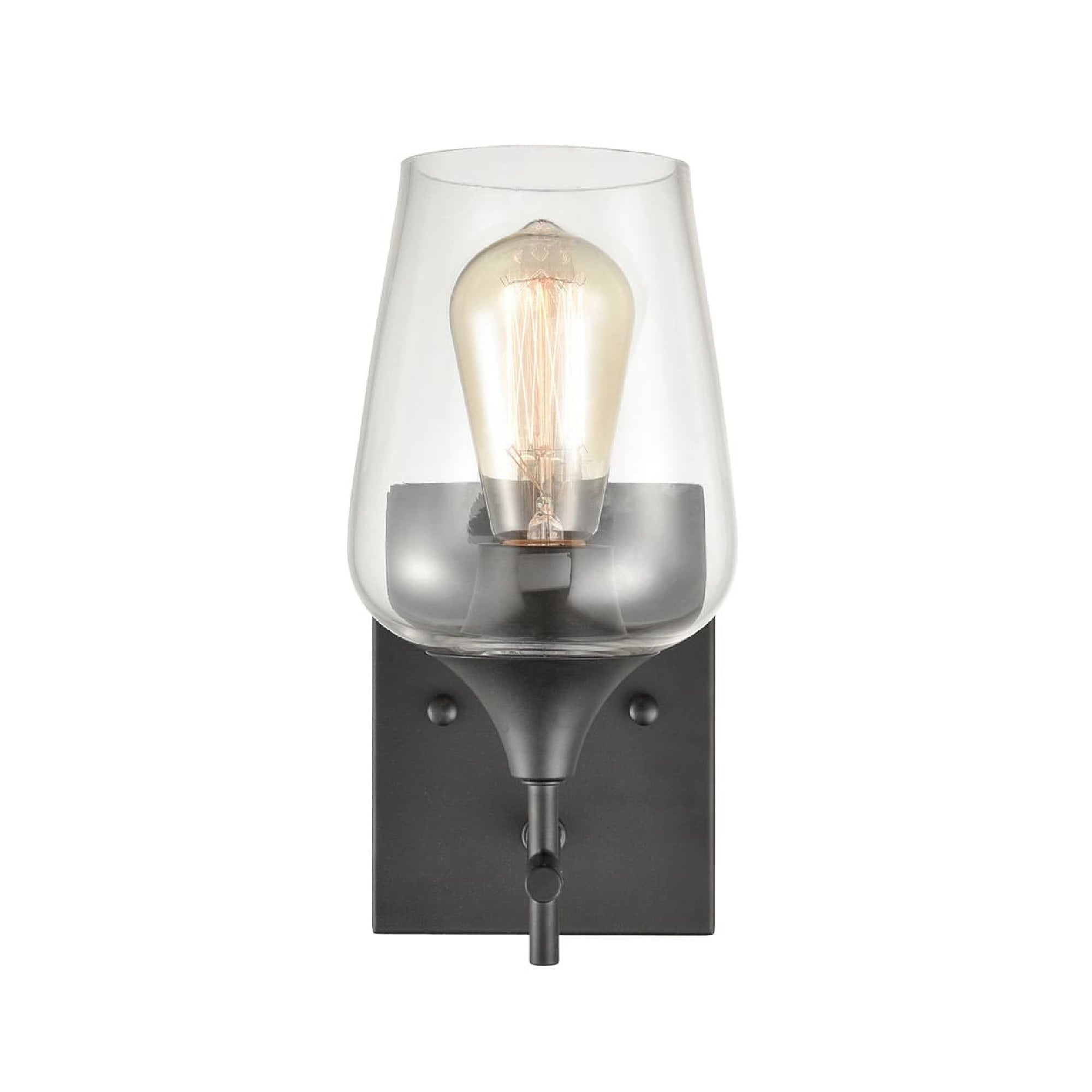 Matte Black Clear Glass Industrial Wall Sconce