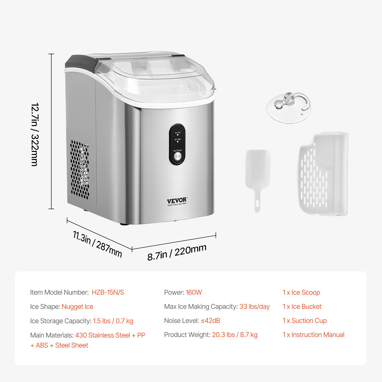 VEVOR JJBTMSZB37LBSQ39LV1 Commercial-Ice-Makers - View #8