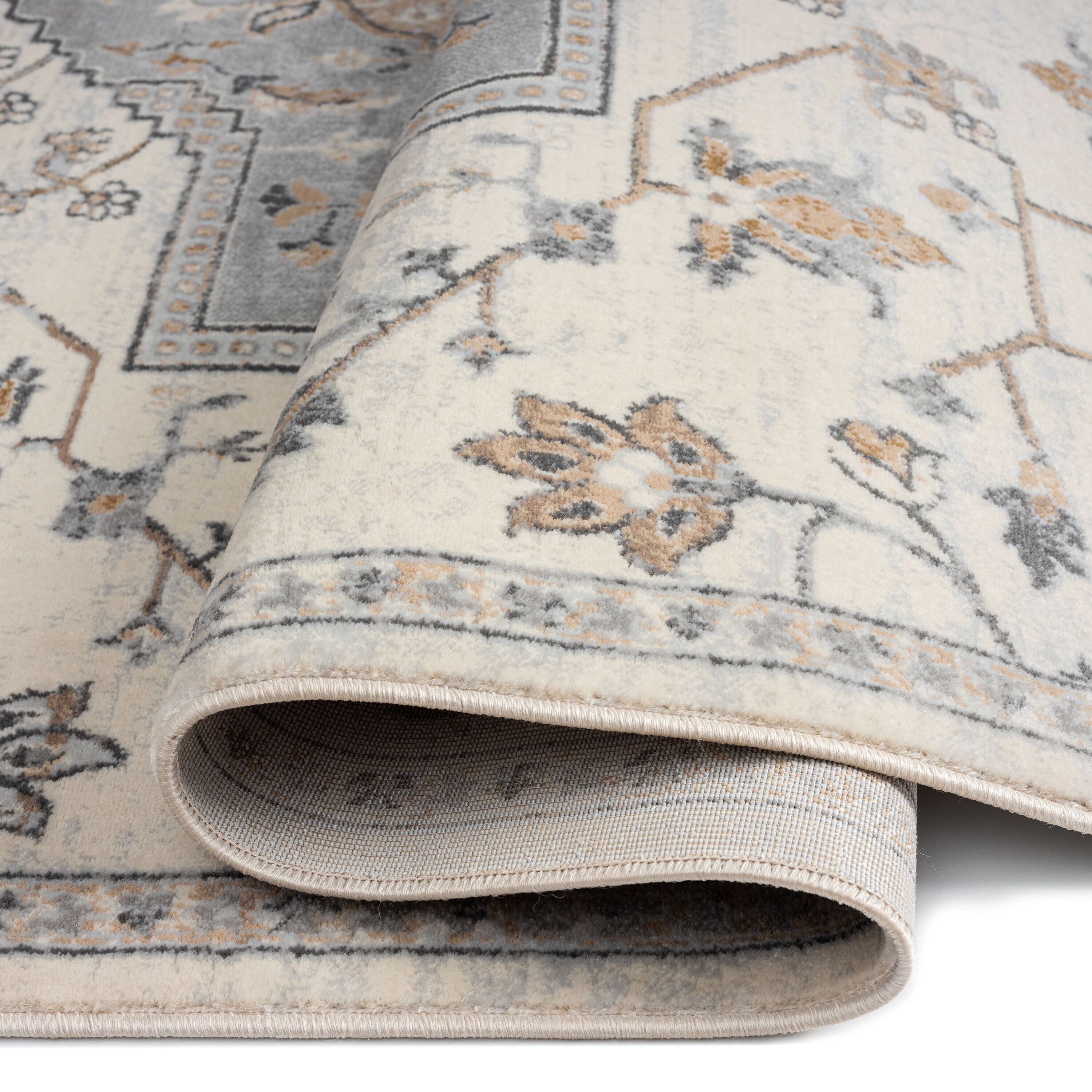 allen + roth with STAINMASTER Tess 8 X 10 (ft) Cream Indoor/Outdoor Medallion Area Rug