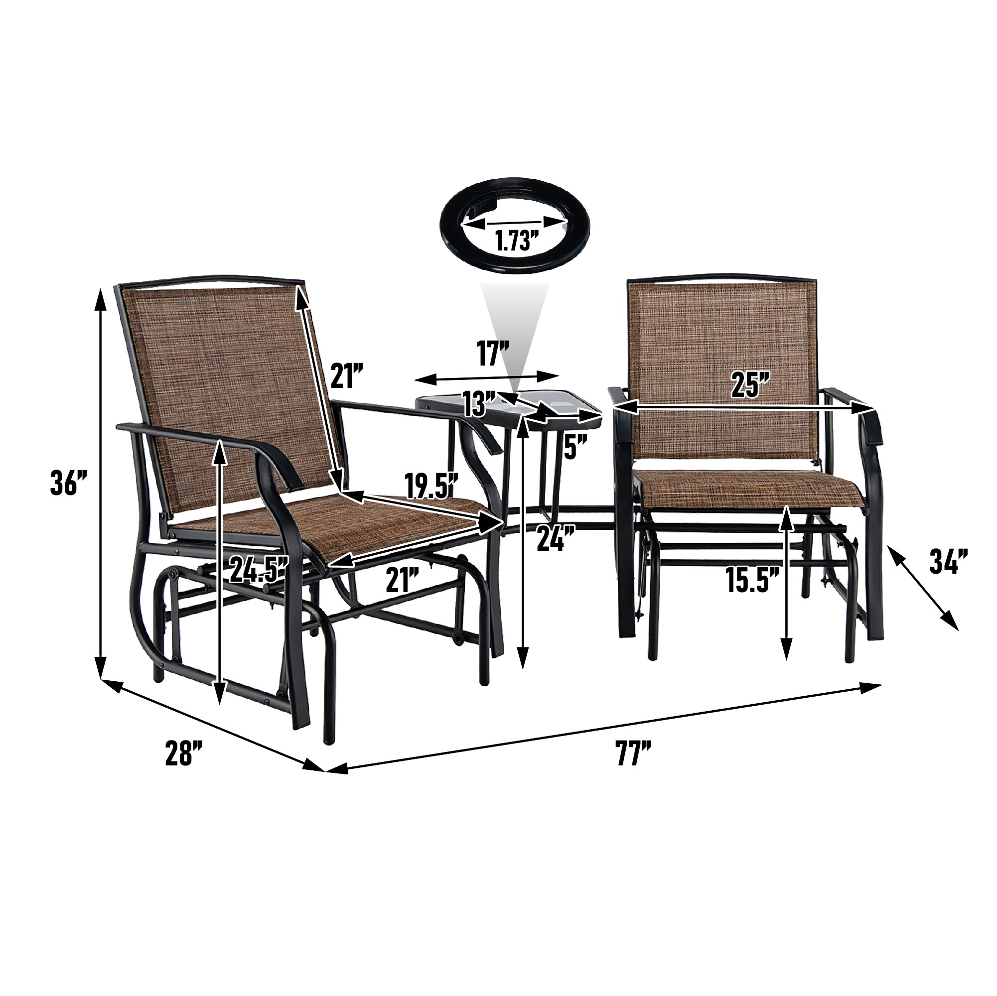 WELLFOR TDJ10188BN Patio-Conversation-Sets - View #2