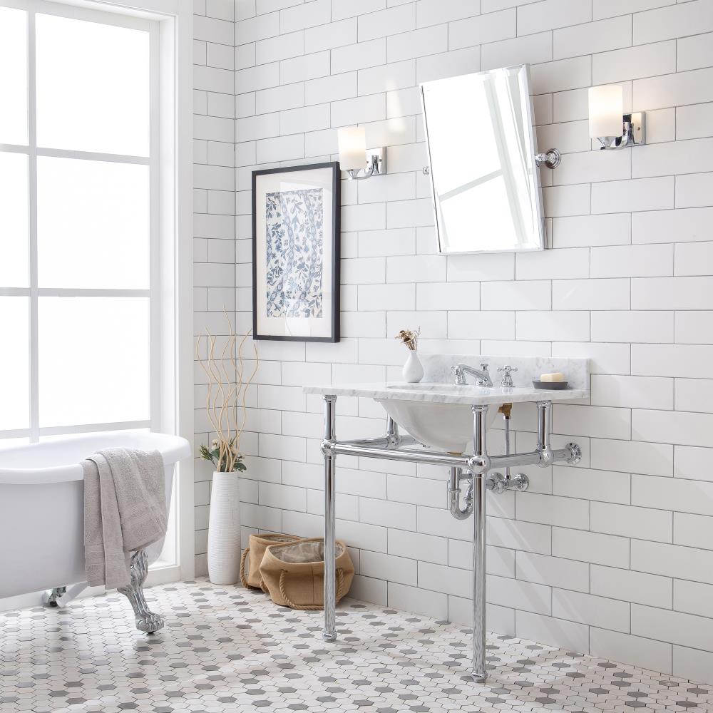 Water Creation EB30A-0100 Embassy Composite Wall-mount Modern Chrome Console Sink Base ( 19.25-in x 25.38-in x 33.13-in )