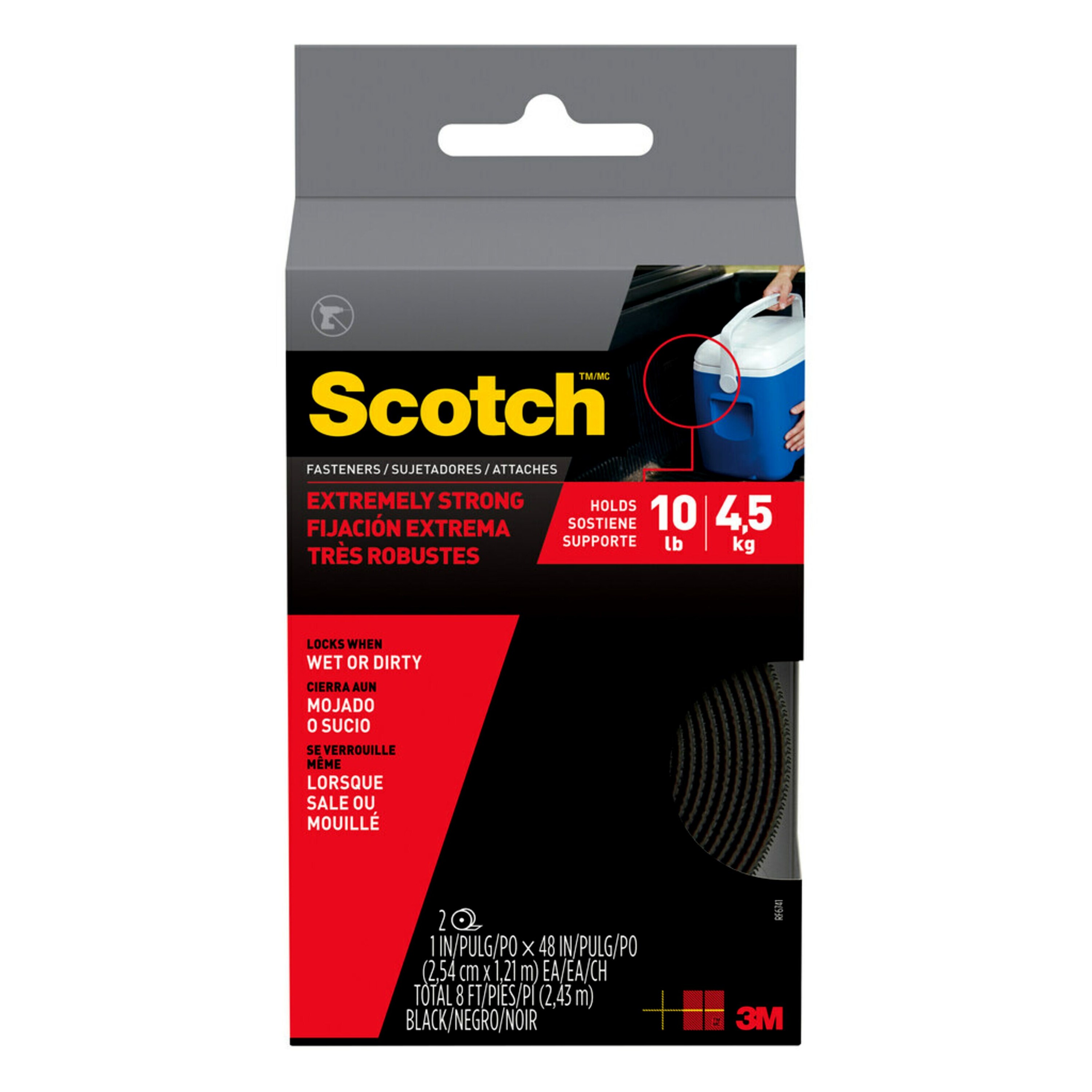 Scotch Extreme Double-Sided Mounting Tape, 1 in x 48 in, Black, 1 Roll