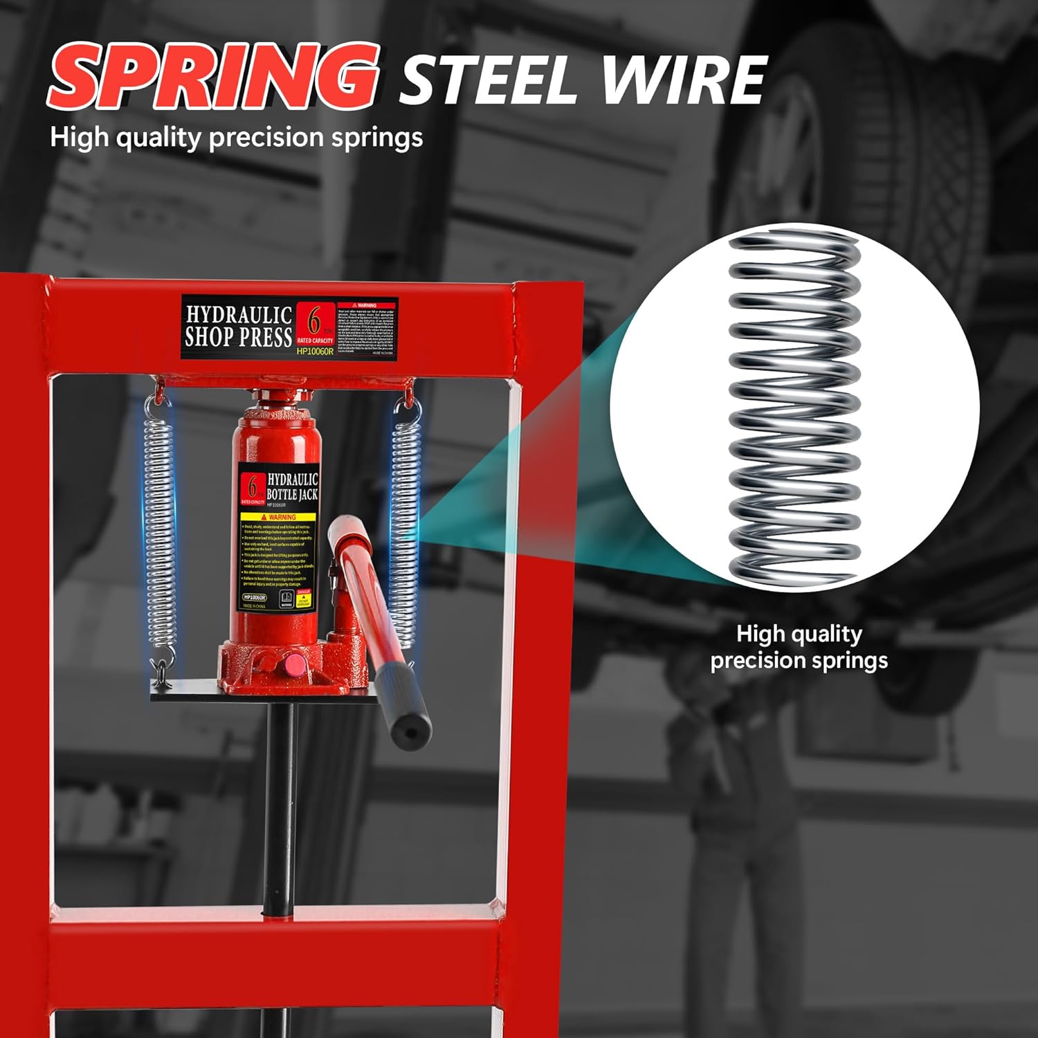 Garvee Hydraulic Shop Press 6 Ton HFrame Garage Floor Adjustable Shop ...