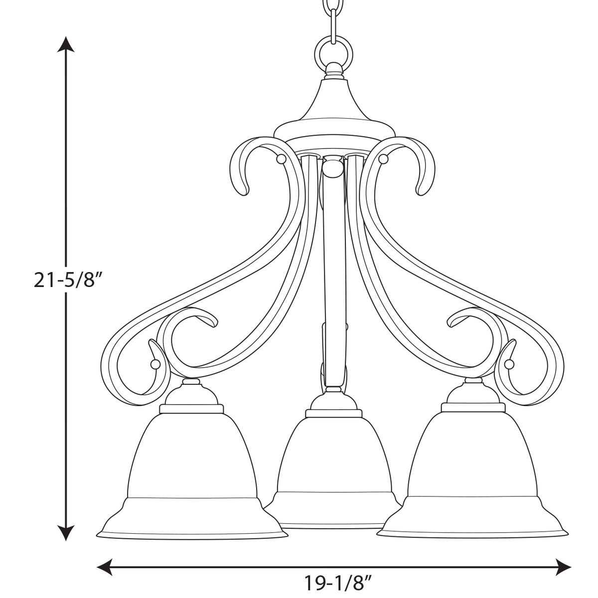 Progress Lighting Torino 3-Light Brushed Nickel Transitional Chandelier ...