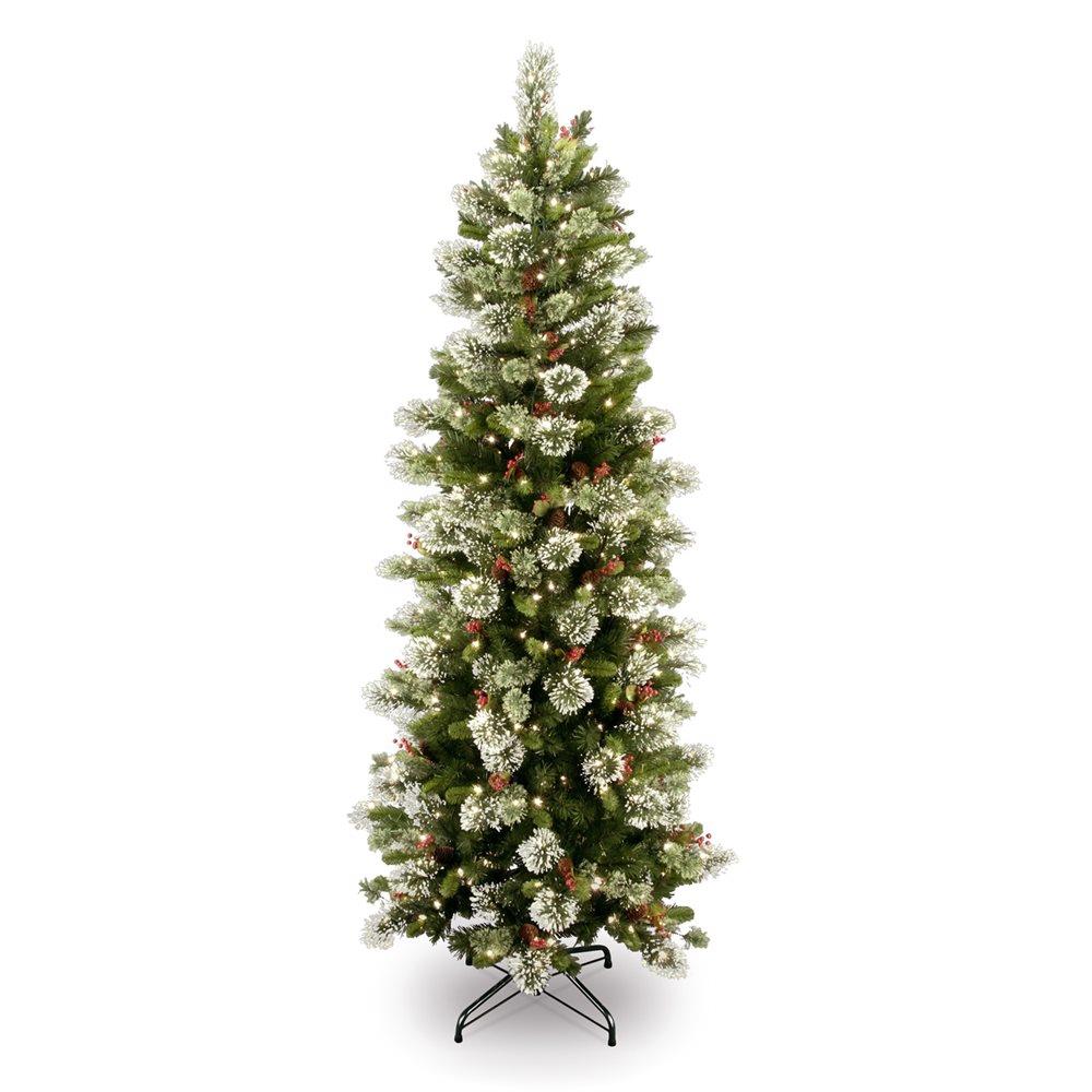 National Tree Company 7.5-Ft Pre-Lit Slim Artificial Christmas Tree 400 Constant White Clear Incandescent Lights In The Artificial Christmas Trees Department At Lowes.com