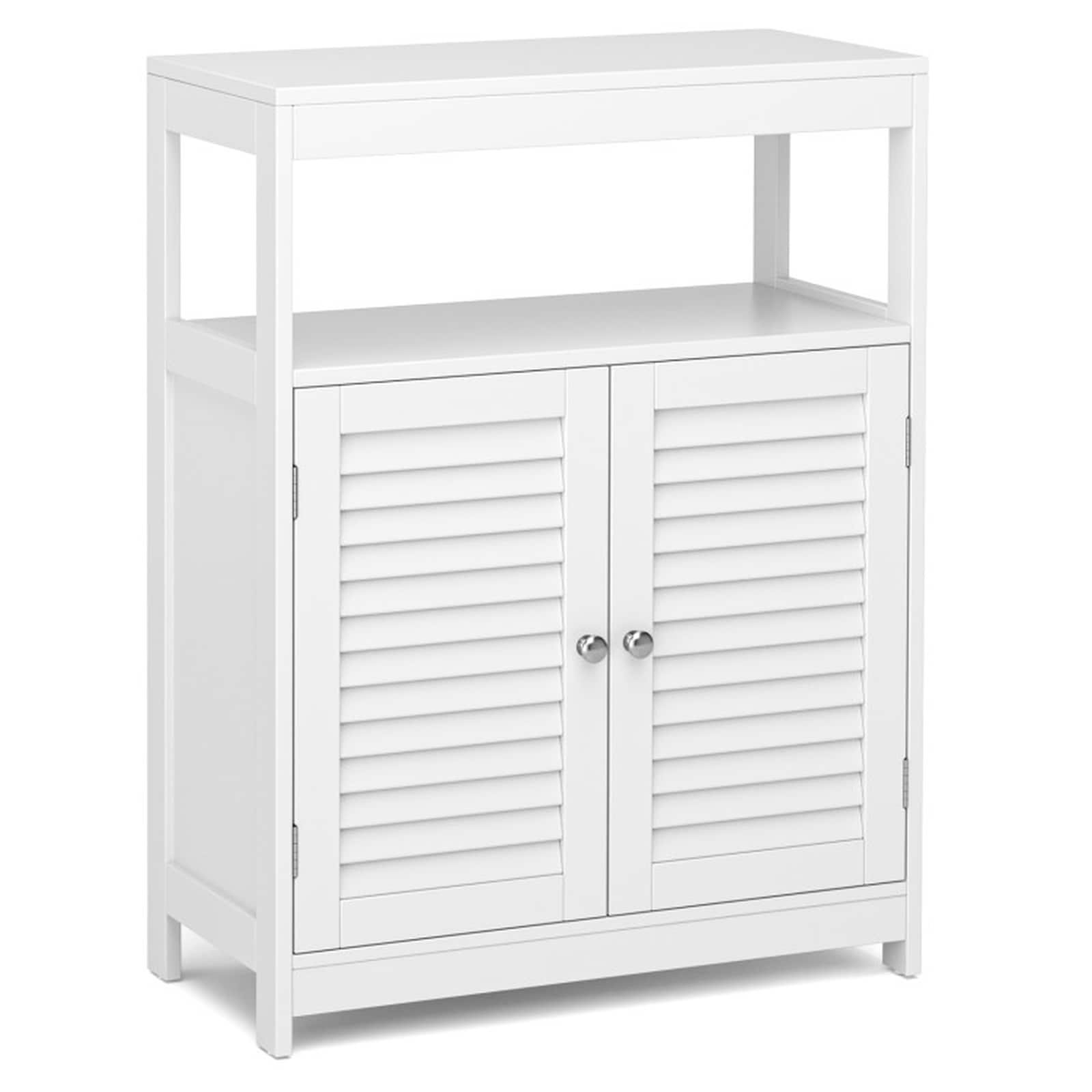 SUGIFT Freestanding Bathroom Floor Cabinet with Double Shutter Doors-White #LW102SUGHY2606