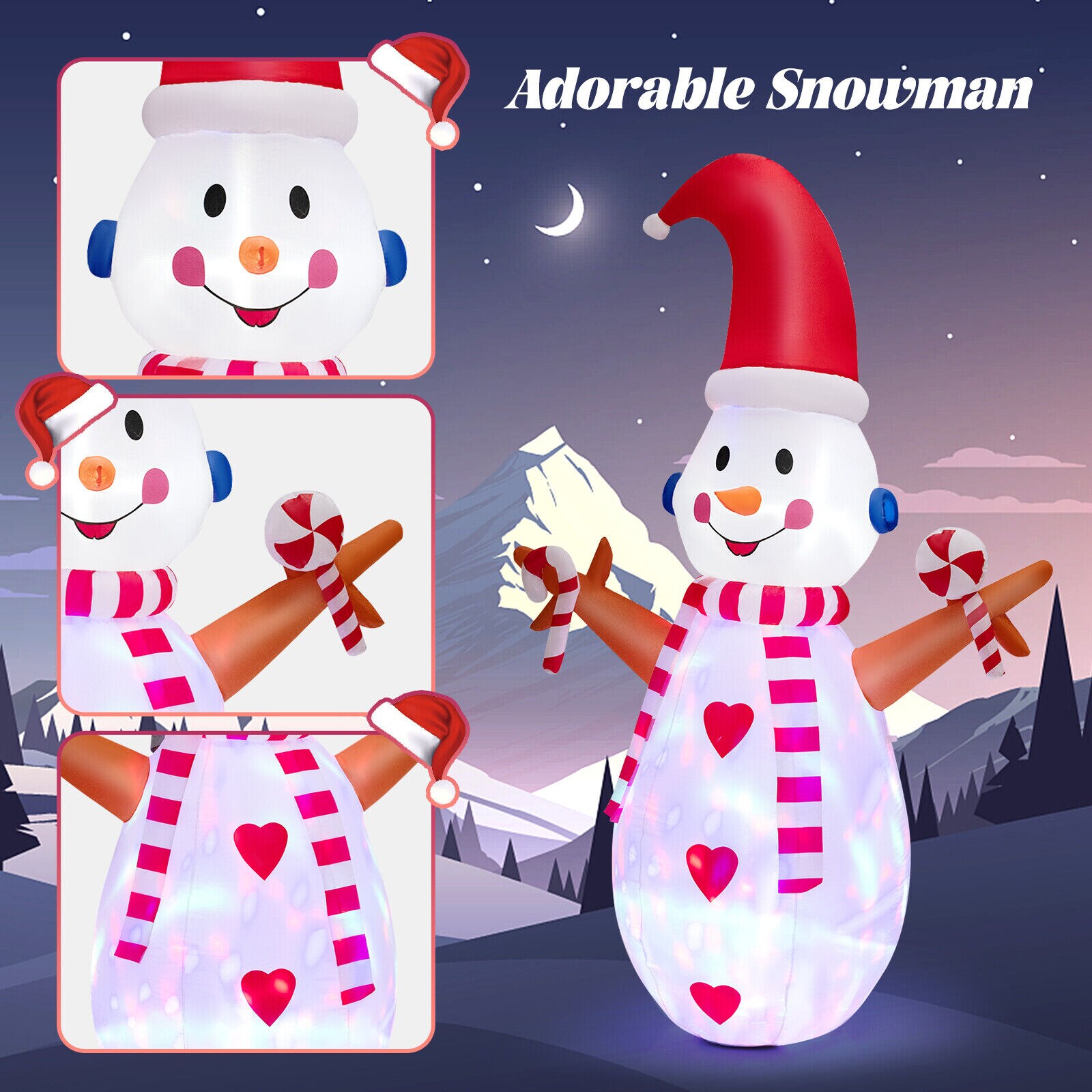 WELLFOR 8-ft Lighted Snowman Christmas Inflatable in the Christmas ...