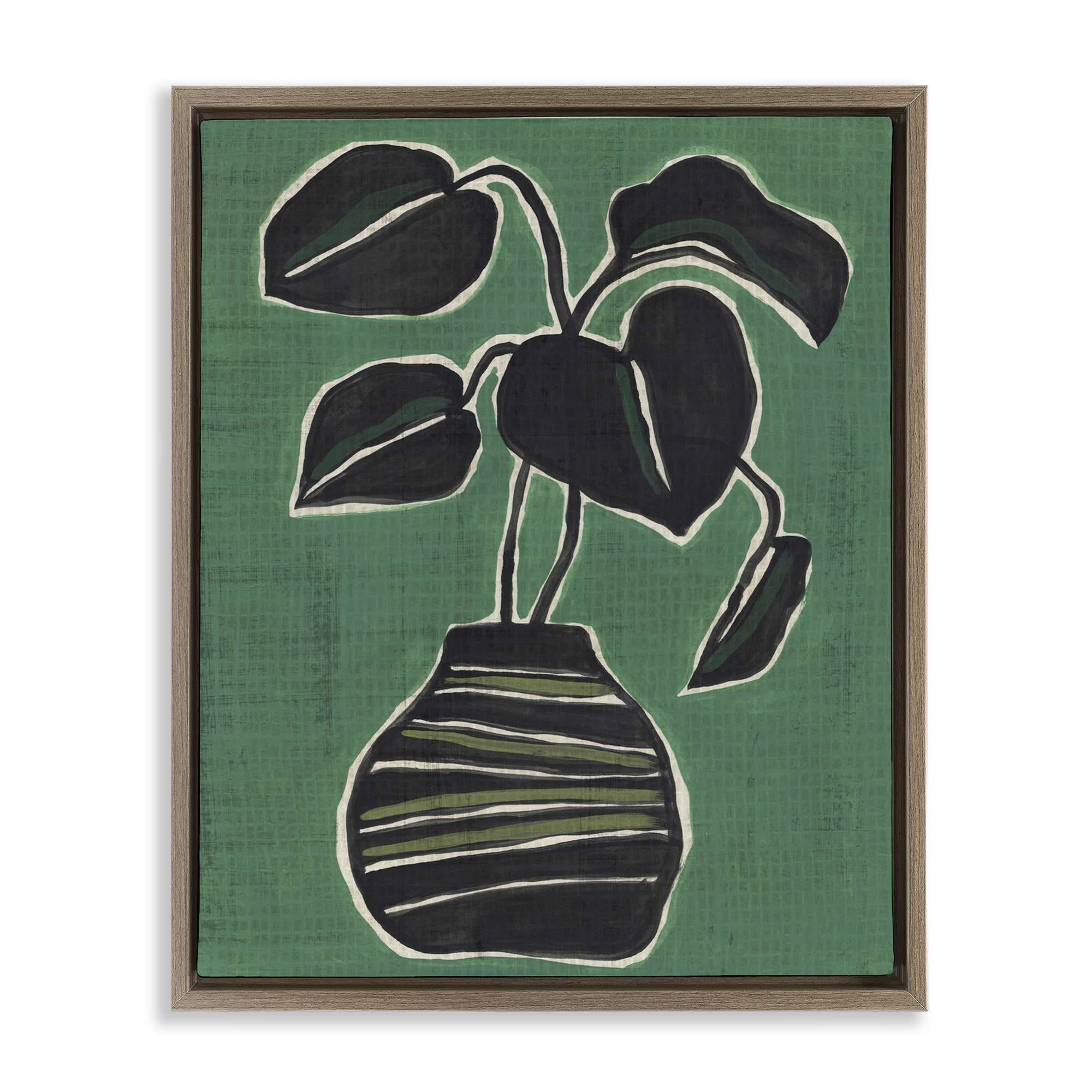 Stupell Industries BS-362-FFE-24X30 Green Hued House Plant Brown Framed Floater Canvas Wall Art By June Erica Vess 25 x 31