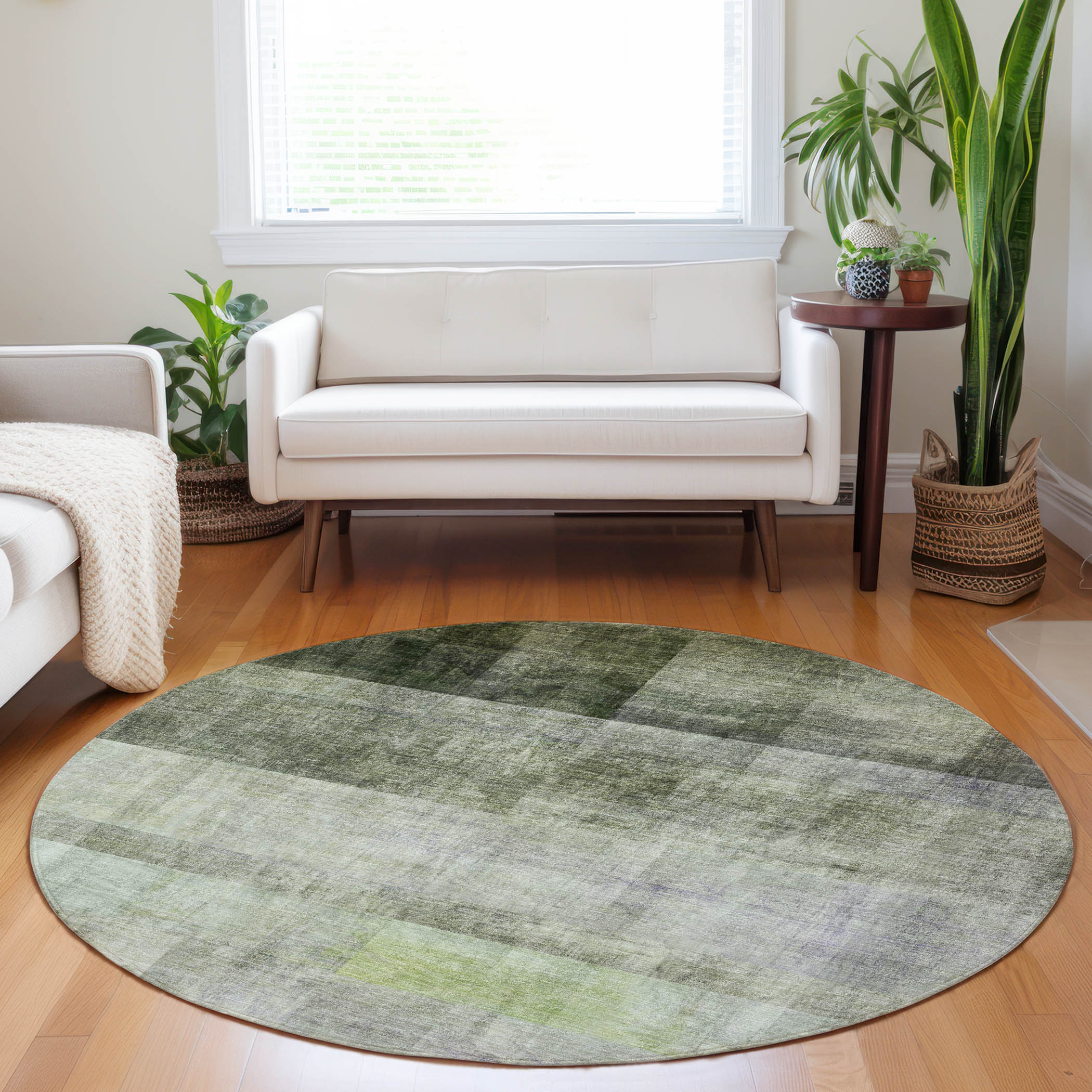 Addison Rugs ACN568OL8RO Chantille ACN568OL 8 x 8 (ft) Polyester Olive Round Indoor/Outdoor Abstract Machine washable Area rug