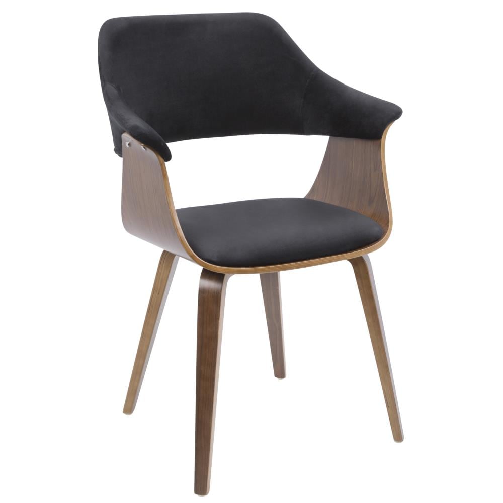 LumiSource CH-LUCCI WL+BK Lucci Midcentury Walnut, Black Velvet Accent Chair