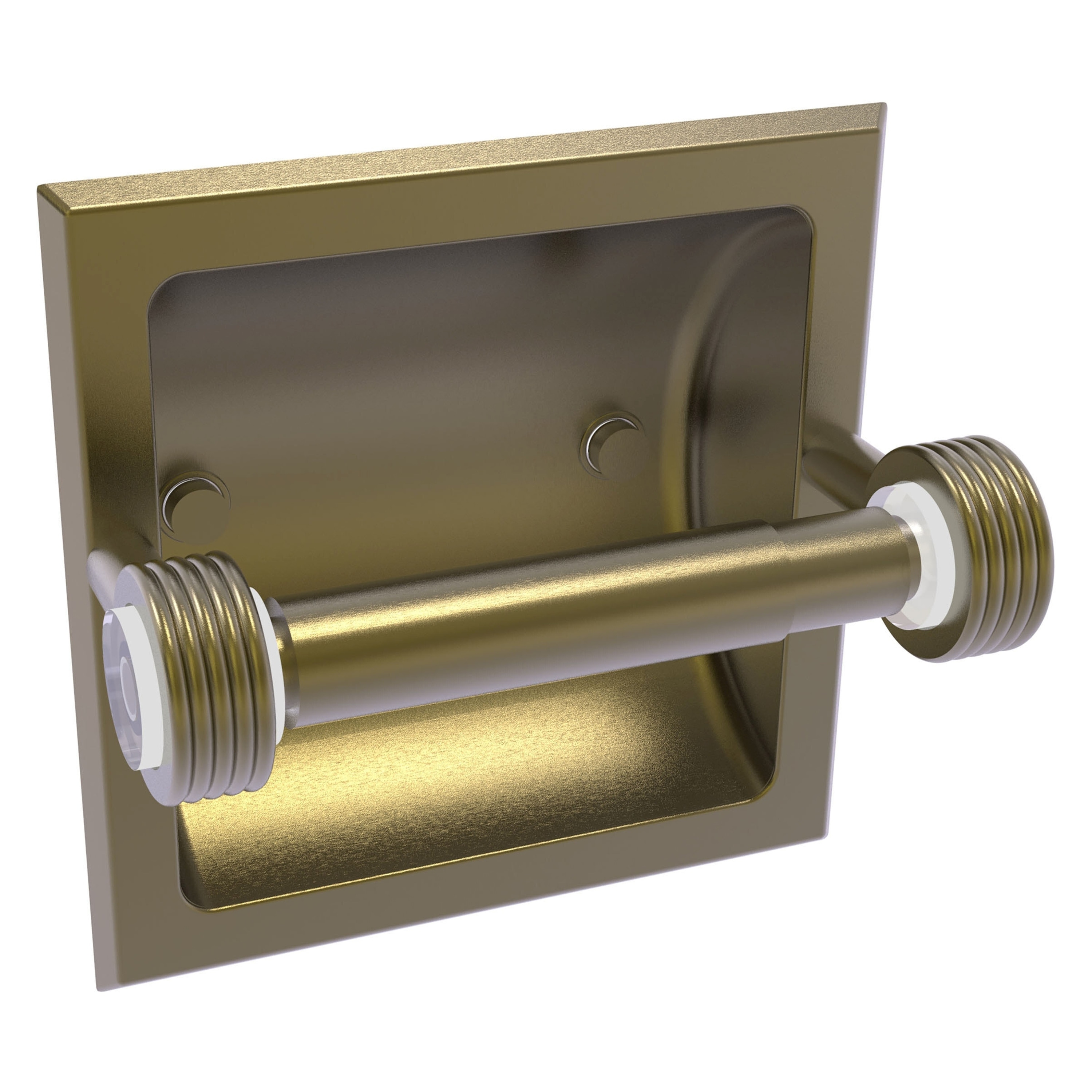 Allied Brass CV-24CG-ABR Clearview Antique Brass Recessed Double post Toilet Paper Holder 1 -Rolls with Storage