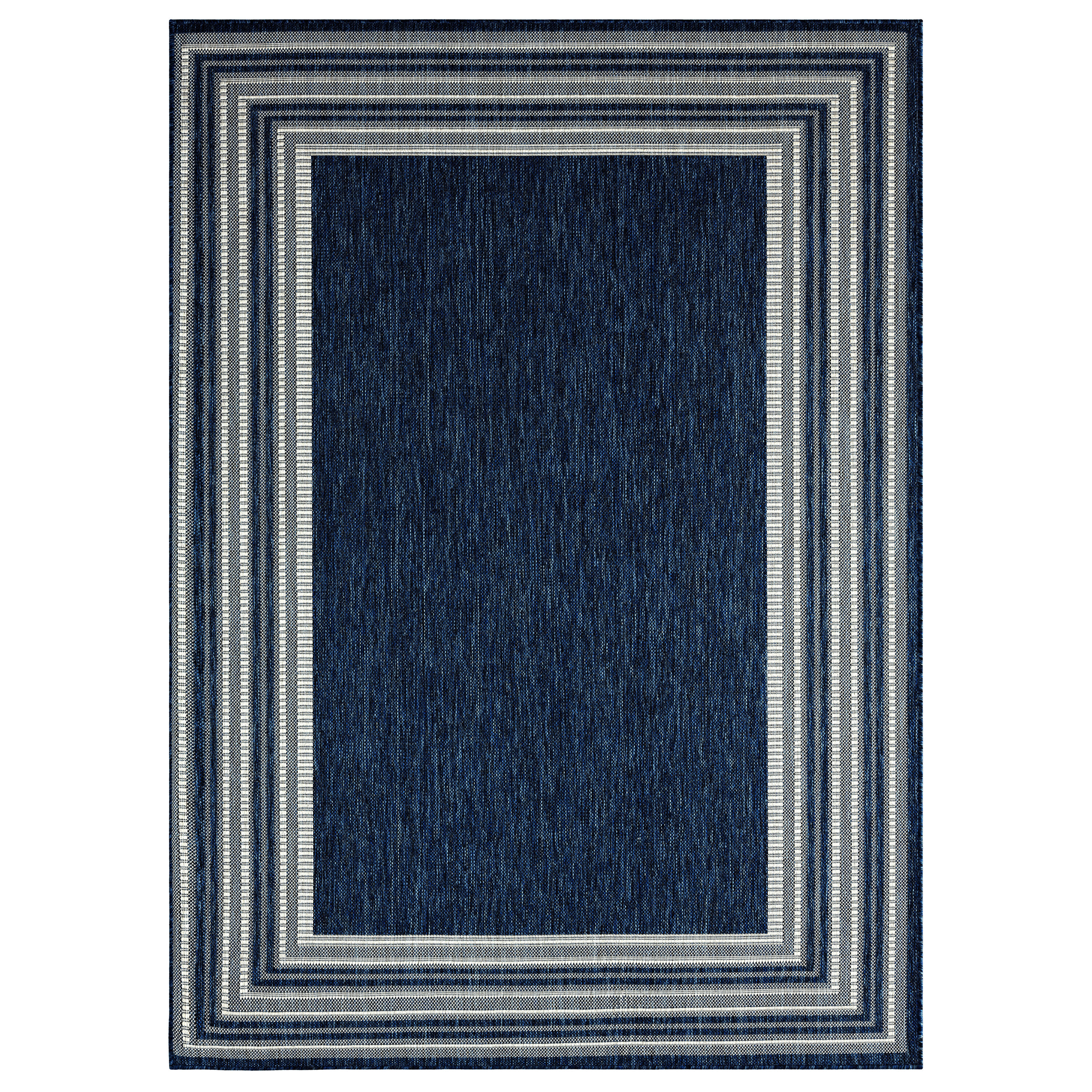Nicole Miller 2-2768-609 5 x 7 (ft) Loomed Polypropylene Navy Blue Rectangular Indoor/Outdoor Border Area rug