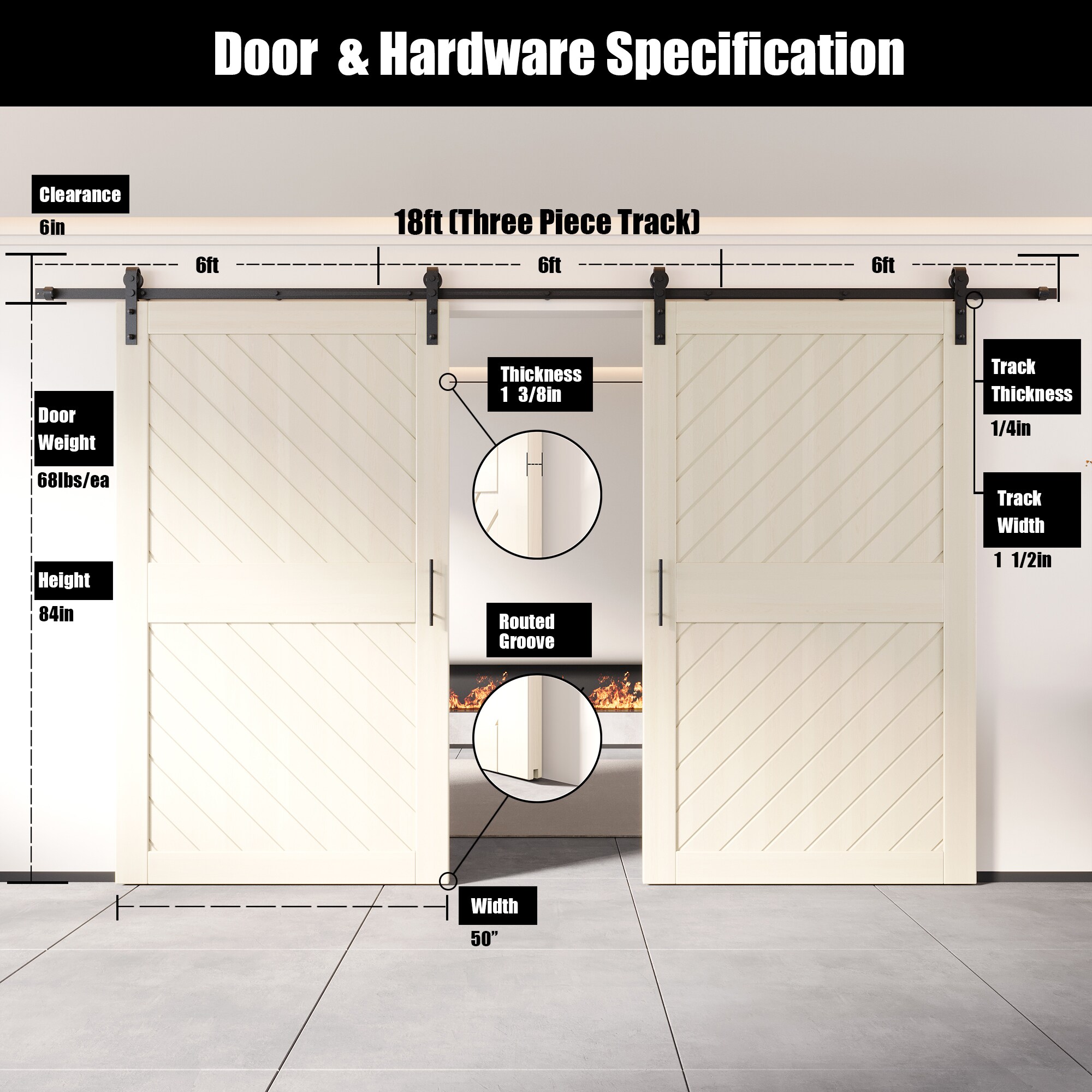 HOMACER YT2H216C-XT2-5084-TG Barn-Doors - View #2