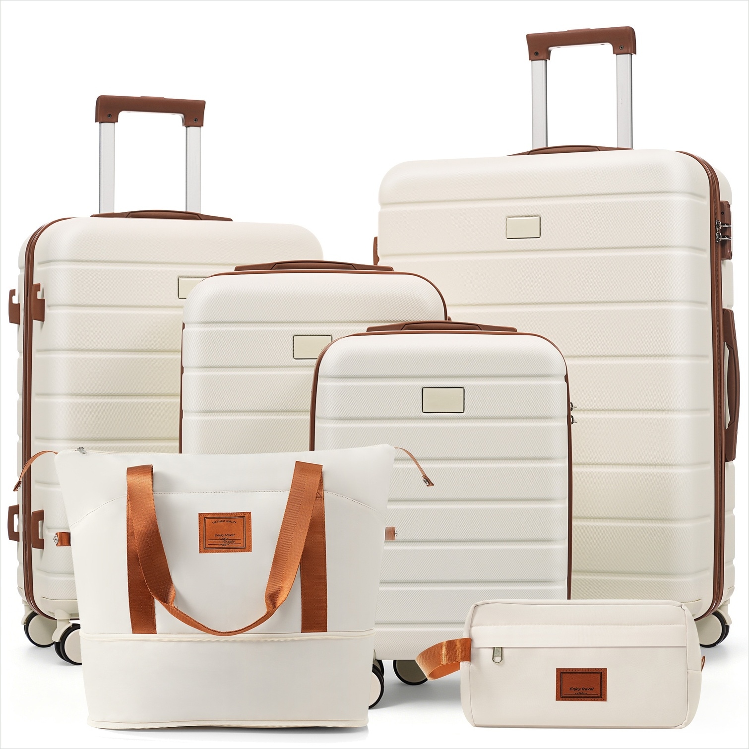 Watnature Neutral beige ABS hardside luggage set with expandable duffel ...