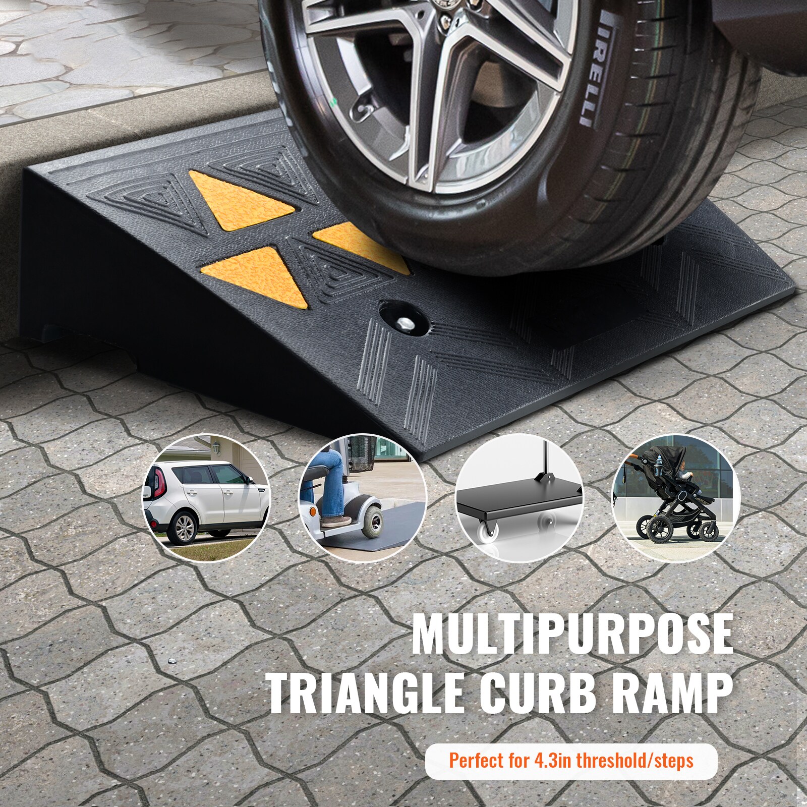 GIVIMO 4.3-in 33069-lb 2-Pack Rubber Curb Ramp featuring 19.7-in ...